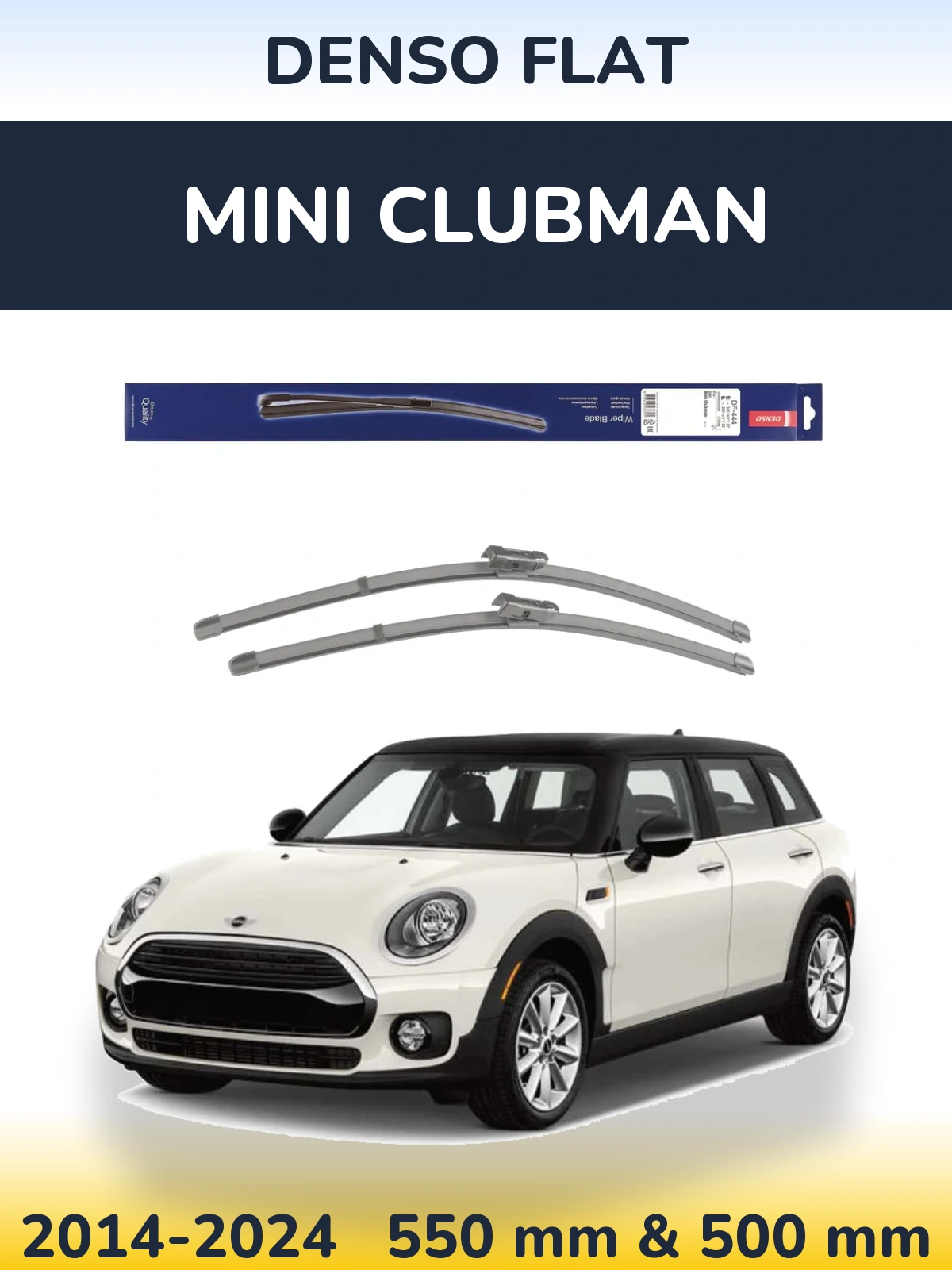 Front wiper blade set Denso Flat 550 & 500 mm for MINI Clubman 2014-2024