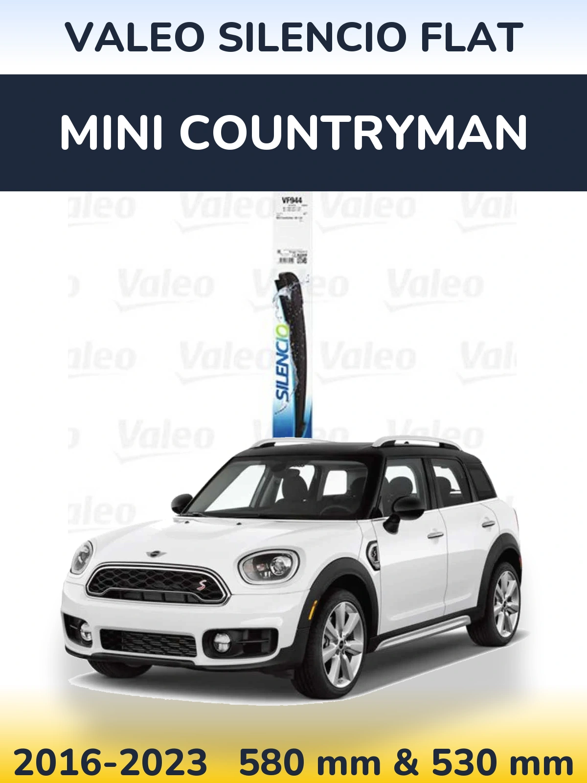Front wiper blade set Valeo Silencio Flat 580 & 530 mm for MINI Countryman 2016-2023