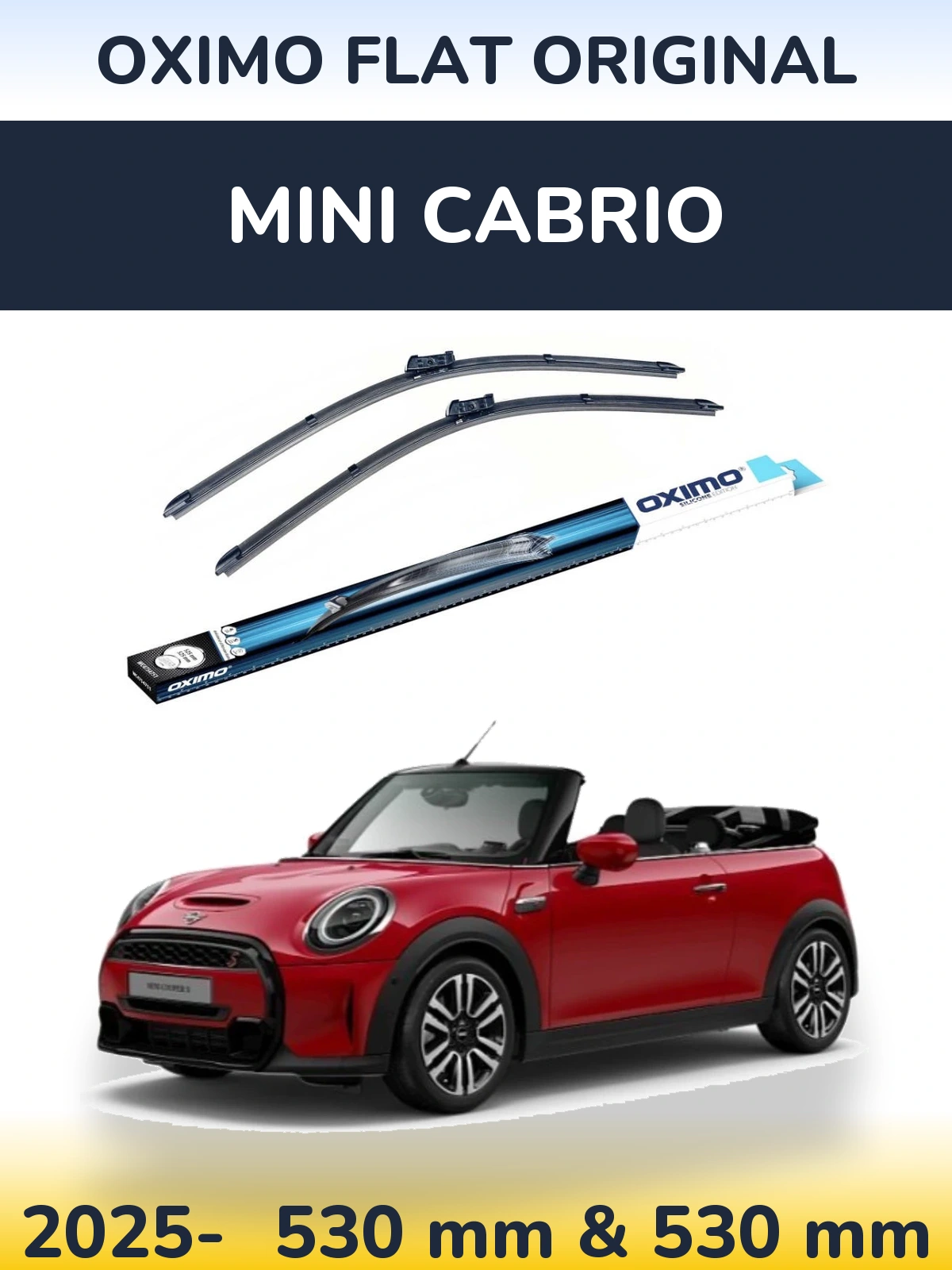 Комплект передних дворников Oximo Flat Original 530 & 530 мм для MINI Cabrio 2025-2026