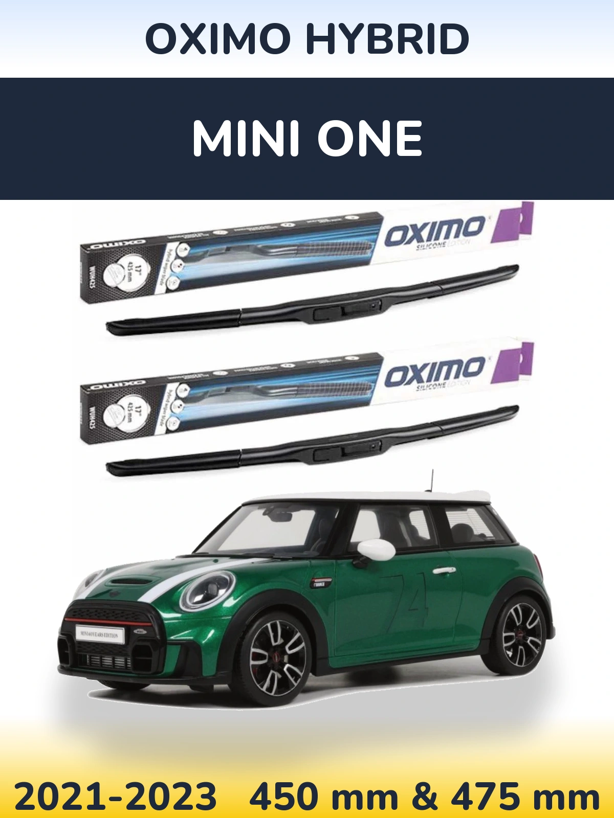 Комплект передних дворников Oximo Hybrid 450 & 475 мм для MINI One 2021-2023