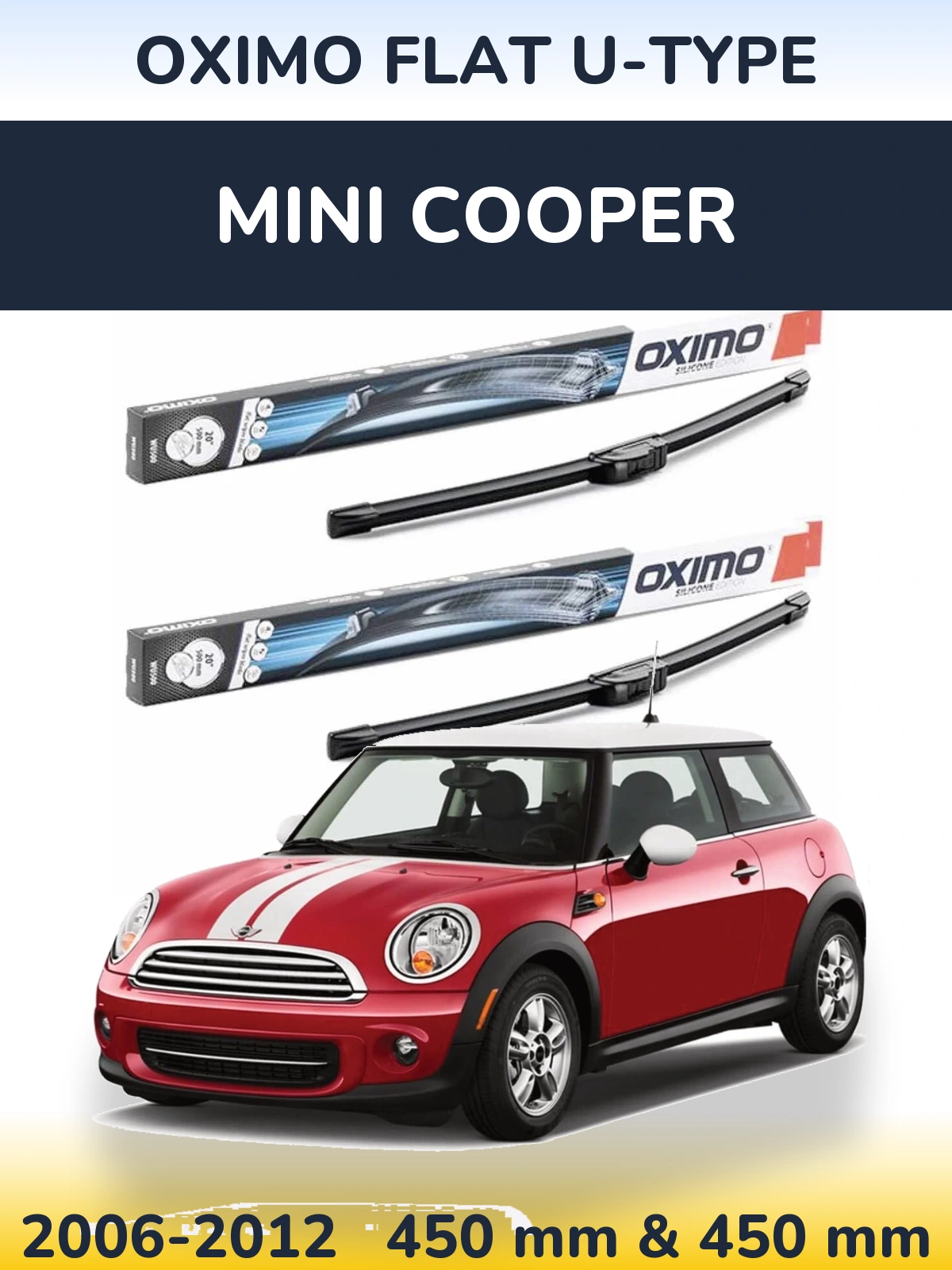 Komplet przednich wycieraczek Oximo Flat U-type 450 & 450 mm do MINI Cooper 2006-2012