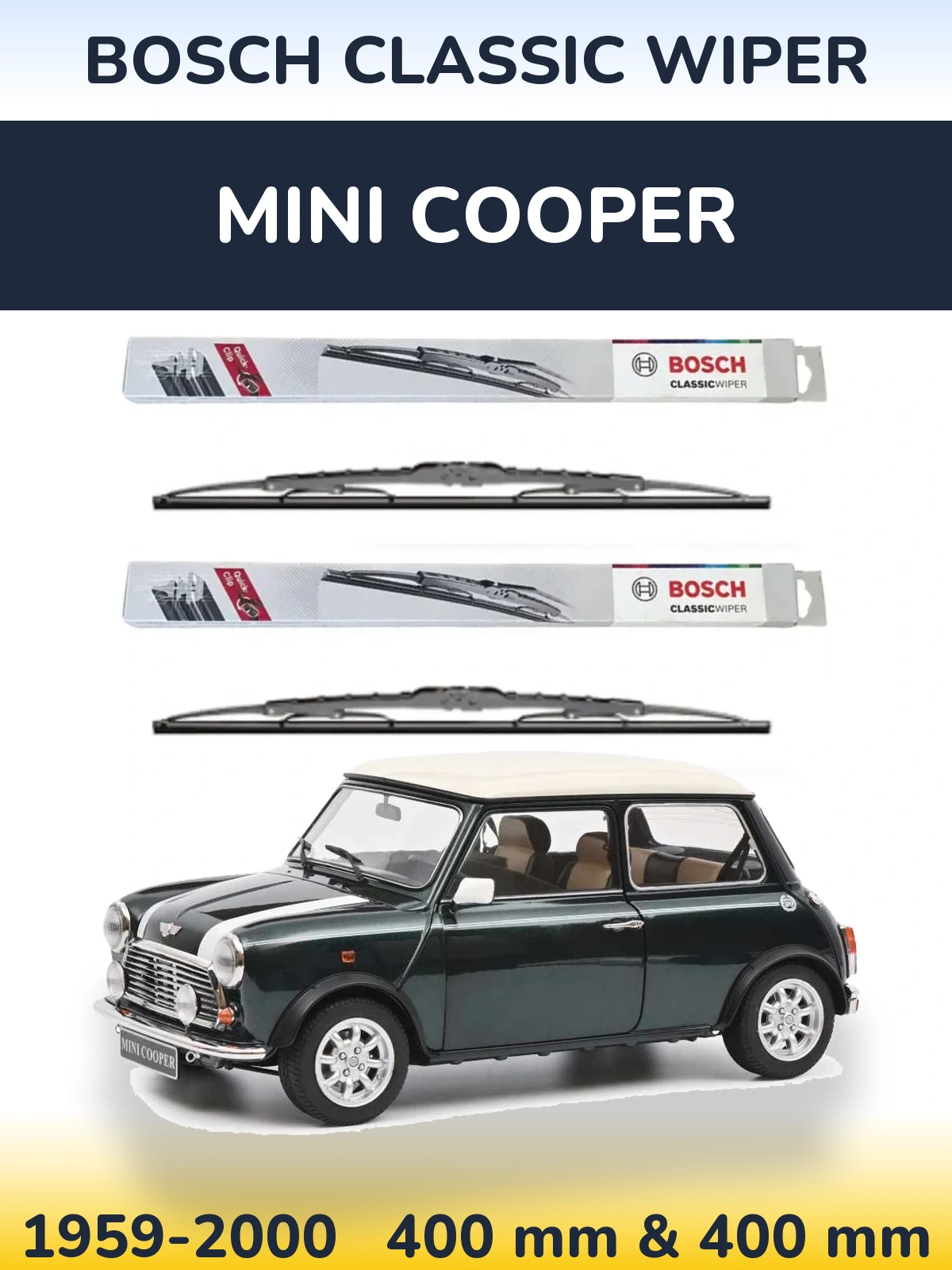 Komplet przednich wycieraczek BOSCH Classic Wiper 400 & 400 mm do MINI Cooper 1959-2000