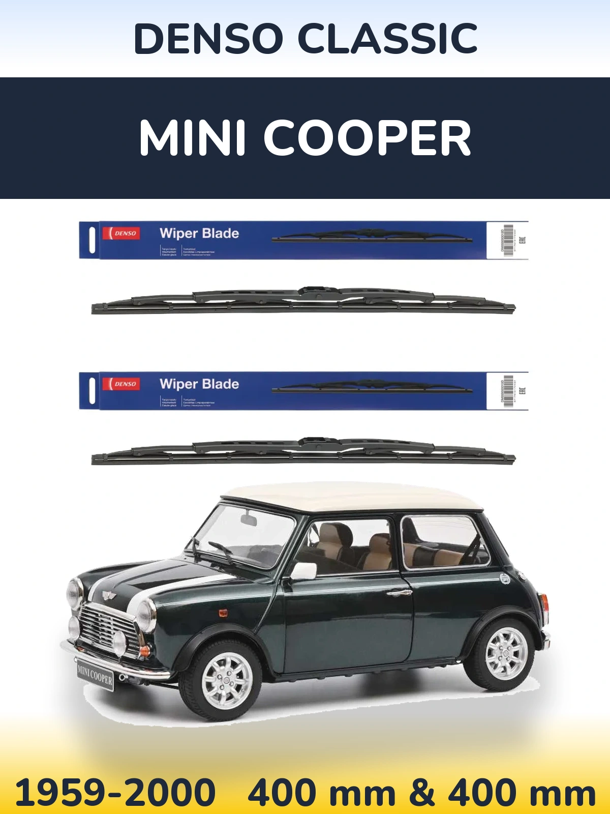 Komplet przednich wycieraczek Denso Classic 400 & 400 mm do MINI Cooper 1959-2000