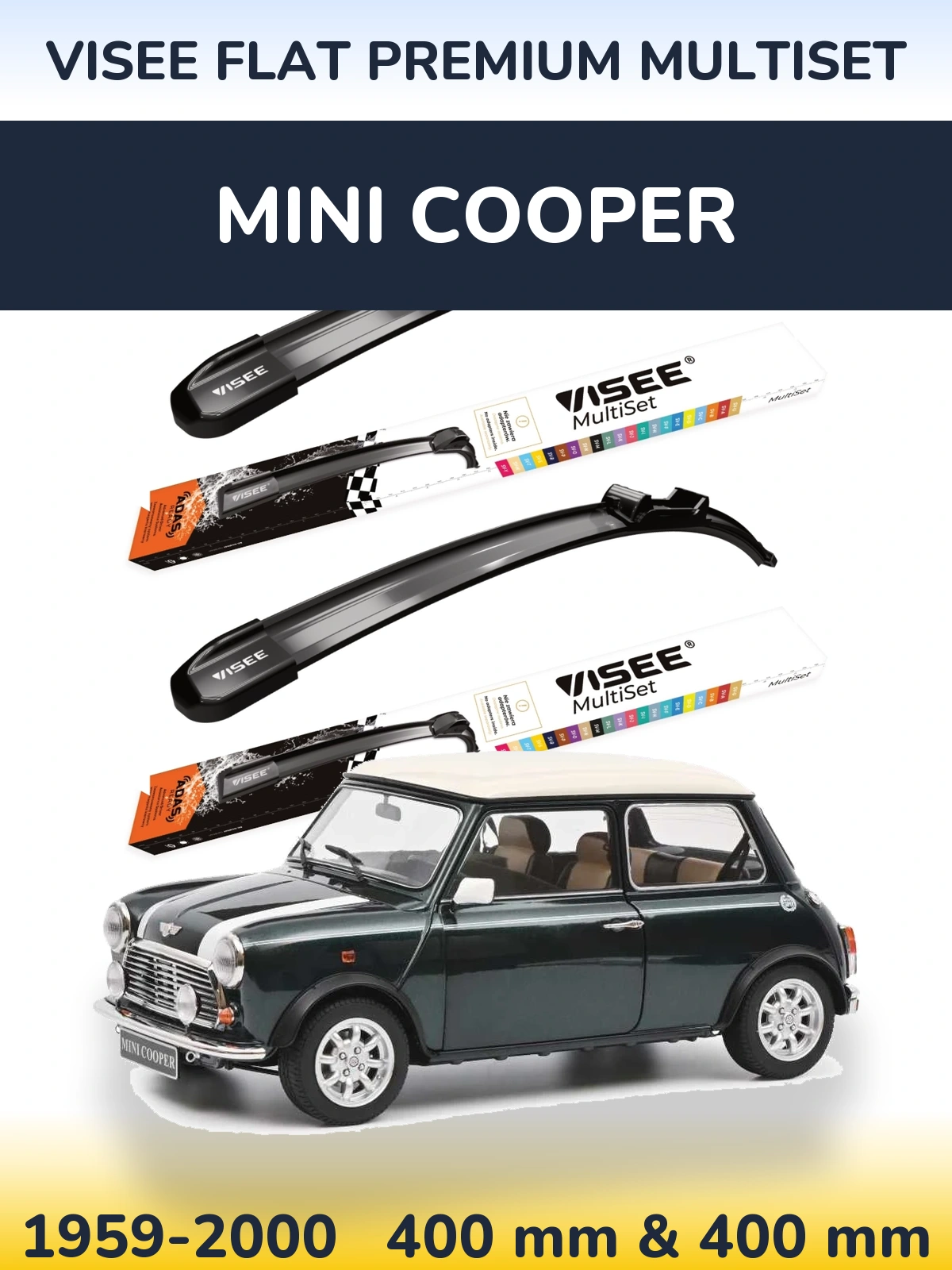 Комплект передних дворников VISEE FLAT PREMIUM MultiSet 400 & 400 мм для MINI Cooper 1959-2000