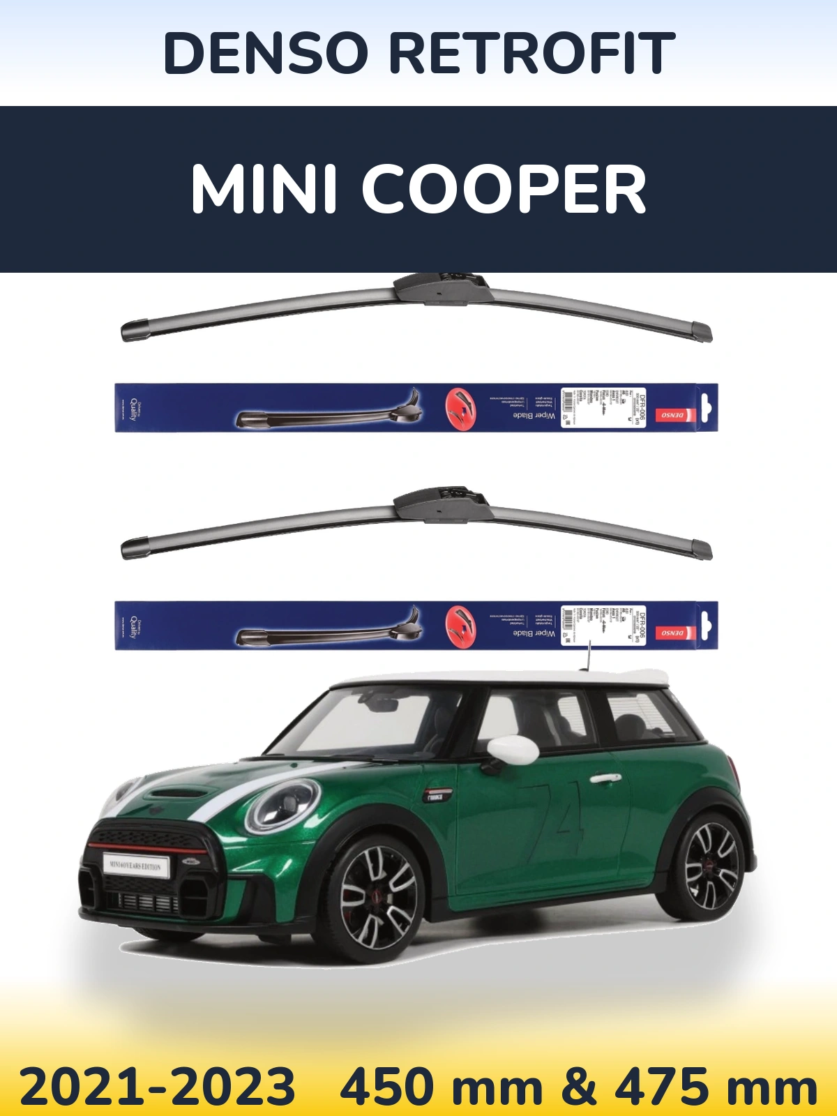 Комплект передніх щіток Denso Retrofit 450 & 475 мм для MINI Cooper 2021-2023