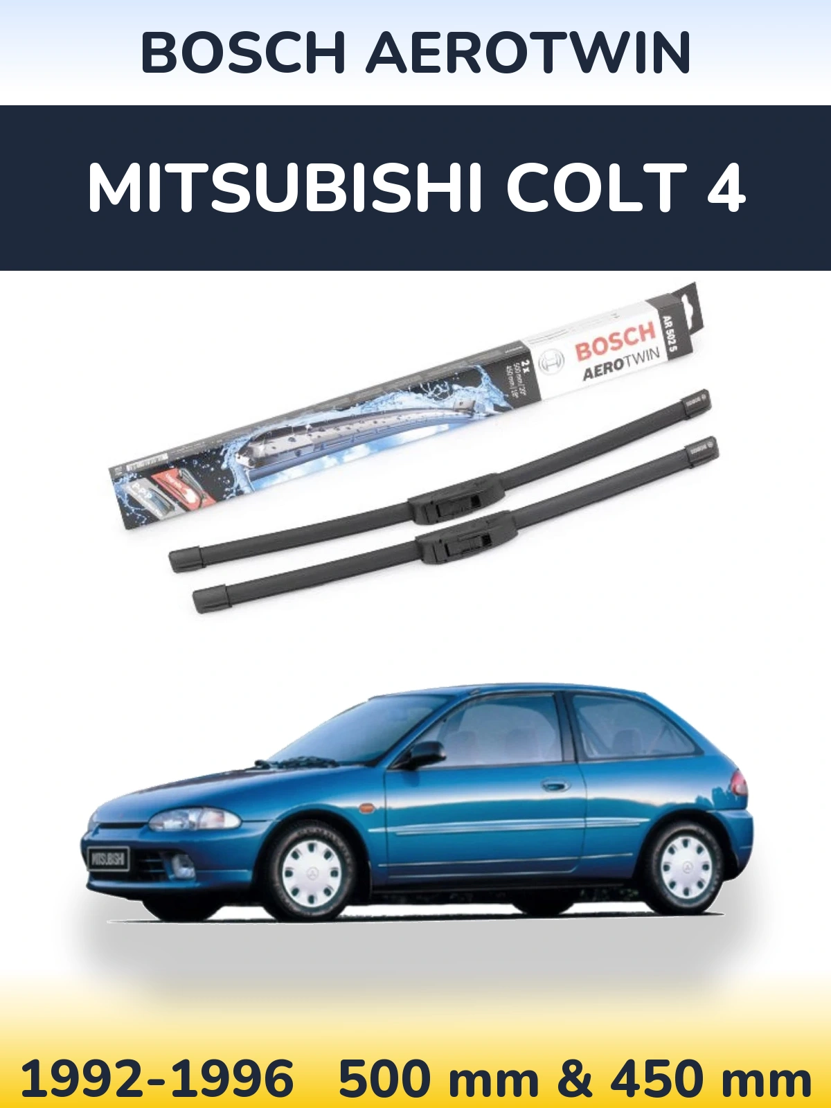 Комплект передніх щіток BOSCH AeroTwin 500 & 450 мм для Mitsubishi Colt 4 1992-1996