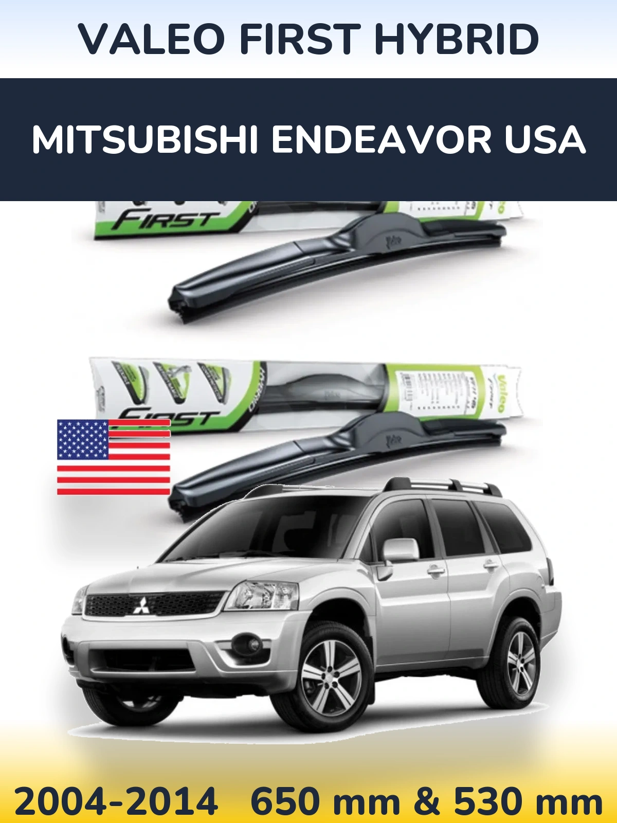 Комплект передних дворников Valeo First Hybrid 650 & 530 мм для Mitsubishi Endeavor USA 2004-2014