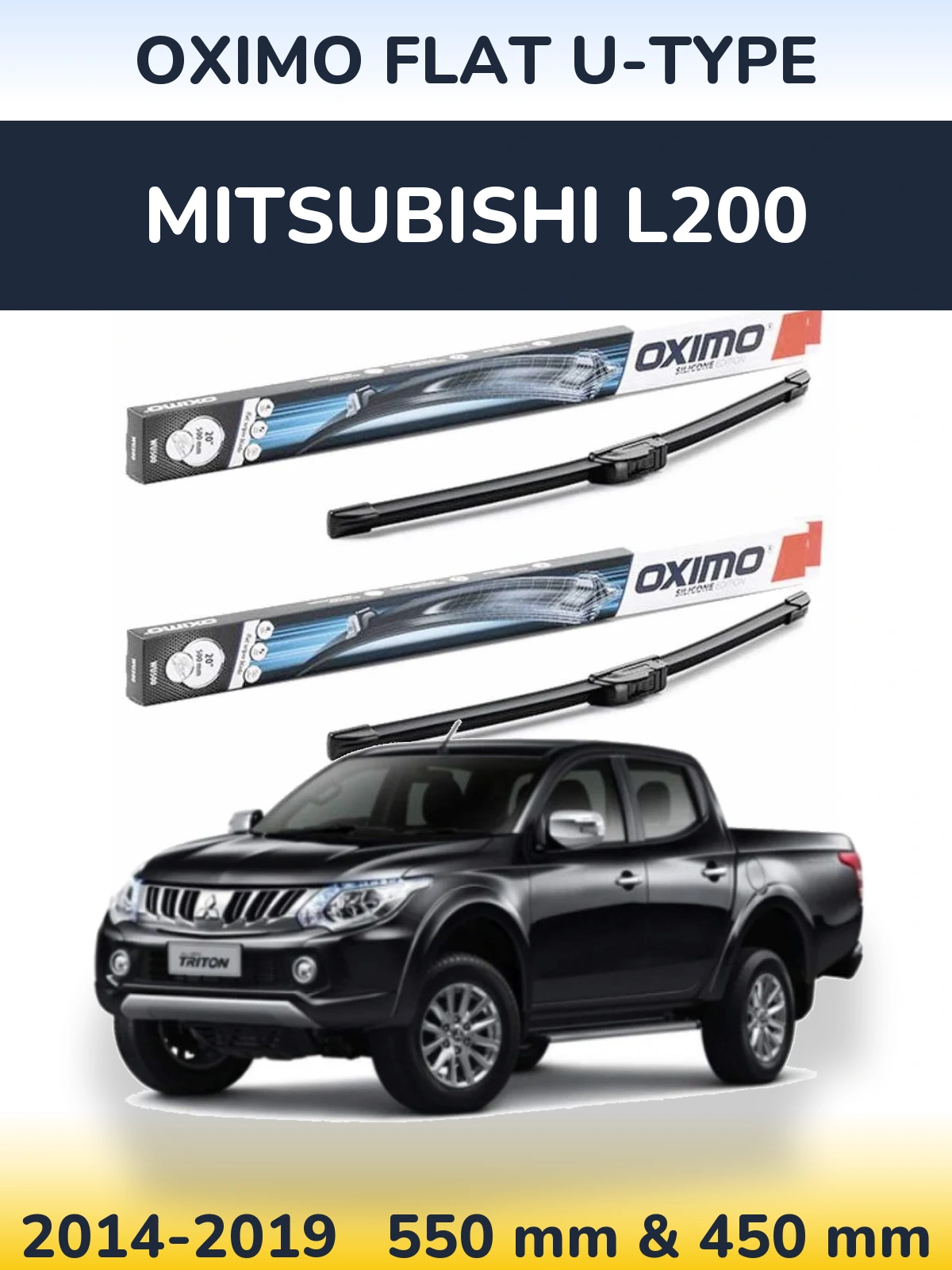 Komplet przednich wycieraczek Oximo Flat U-type 550 & 450 mm do Mitsubishi L200 2014-2019