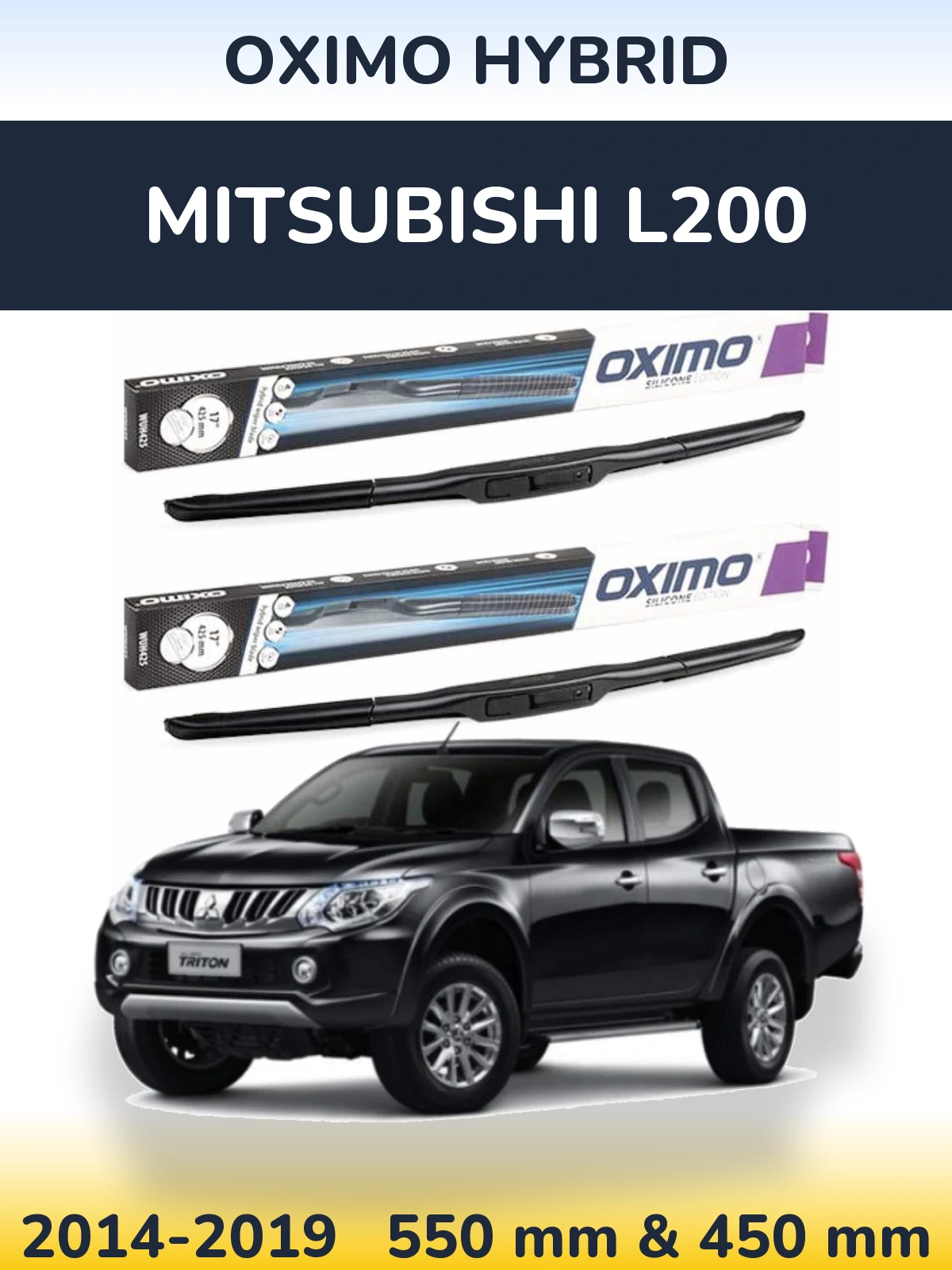 Komplet przednich wycieraczek Oximo Hybrid 550 & 450 mm do Mitsubishi L200 2014-2019