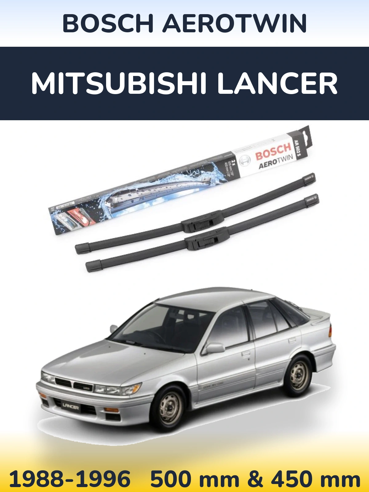 Komplet przednich wycieraczek BOSCH AeroTwin 500 & 450 mm do Mitsubishi Lancer 1988-1996