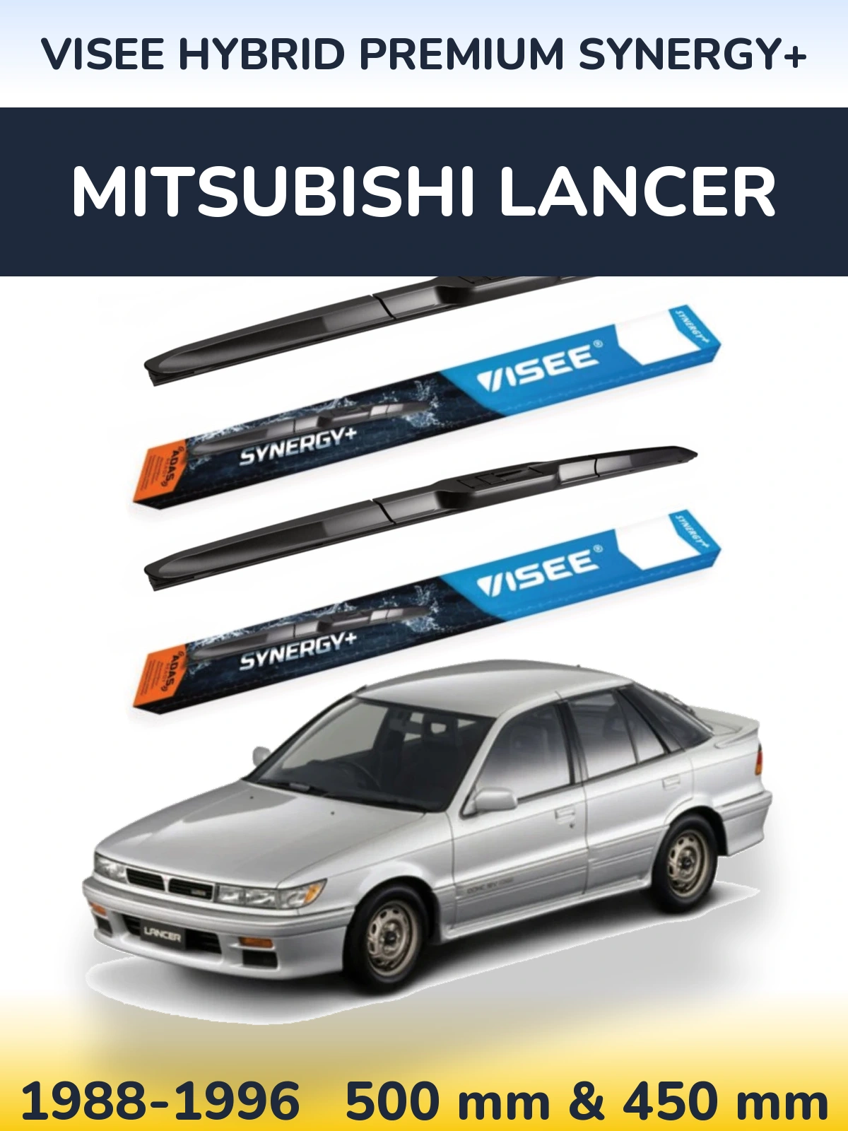 Komplet przednich wycieraczek VISEE HYBRID PREMIUM SYNERGY+ 500 & 450 mm do Mitsubishi Lancer 1988-1996