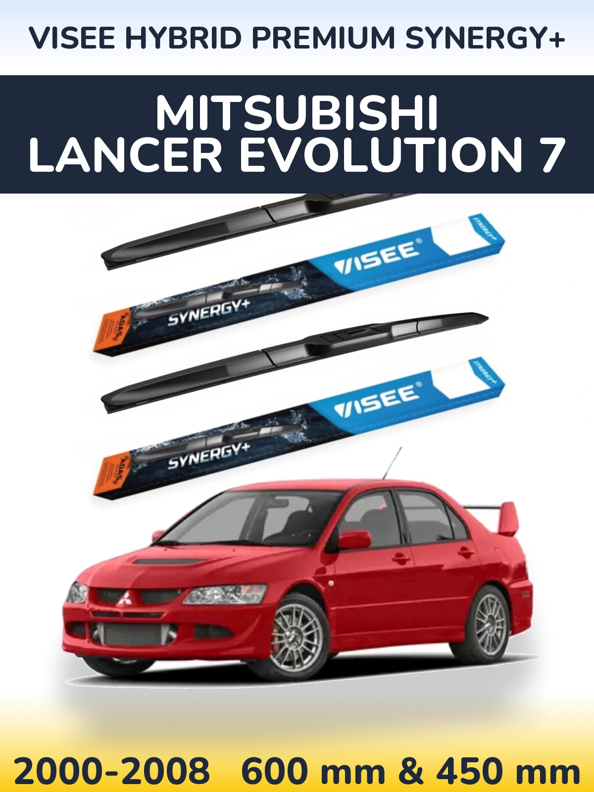 Комплект передніх щіток VISEE HYBRID PREMIUM SYNERGY+ 600 & 450 мм для Mitsubishi Lancer Evolution 7 2000-2008