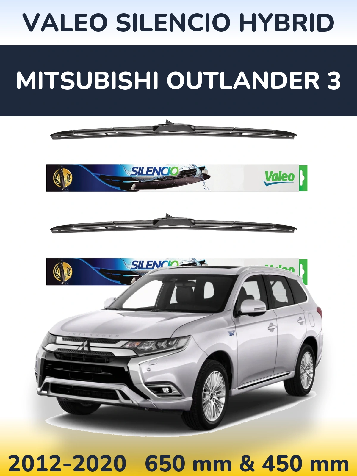 Комплект передних дворников Valeo Silencio Hybrid 650 & 450 мм для Mitsubishi Outlander 3 2012-2020