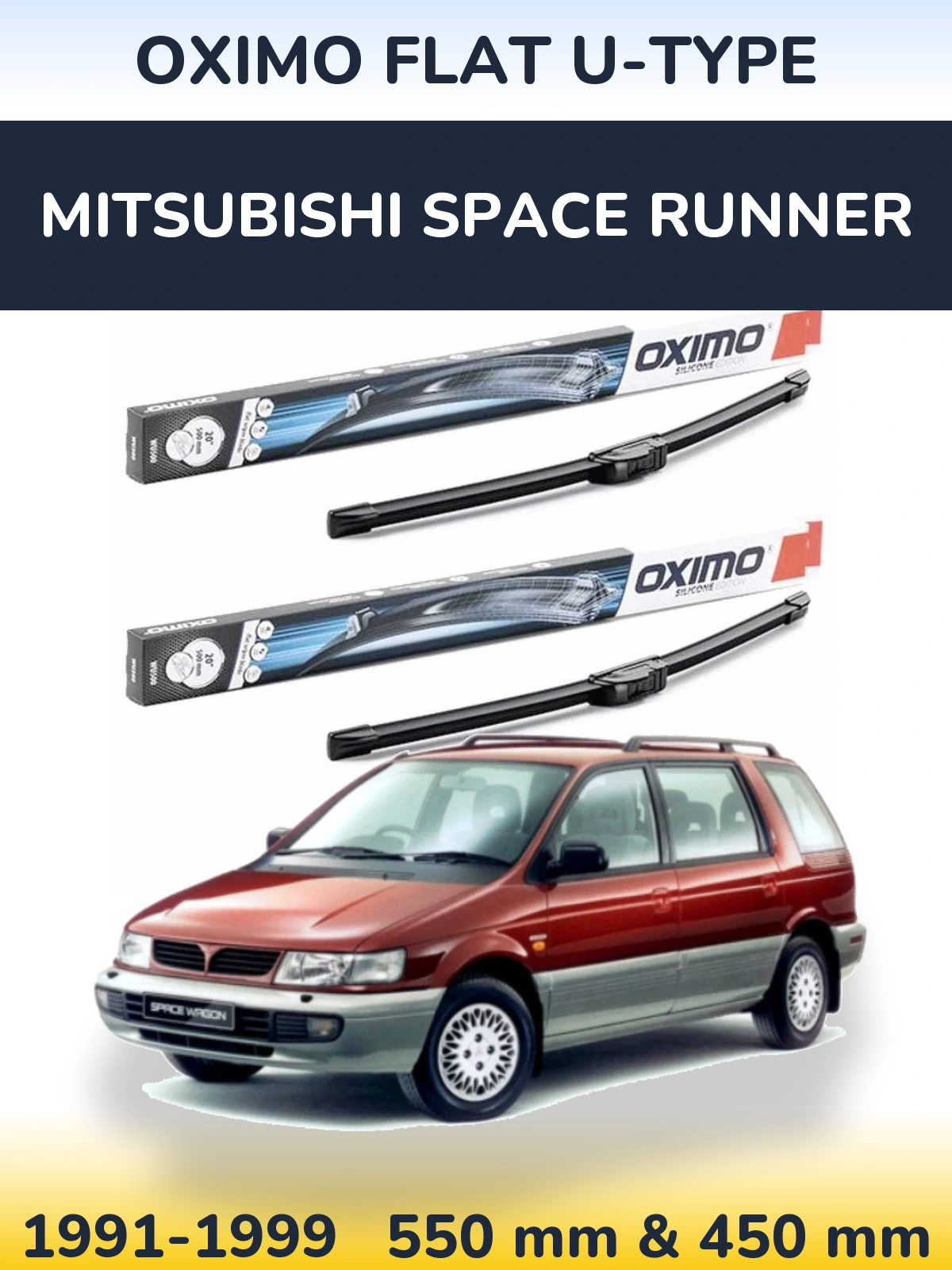 Комплект передних дворников Oximo Flat U-type 550 & 450 мм для Mitsubishi Space Runner 1991-1999