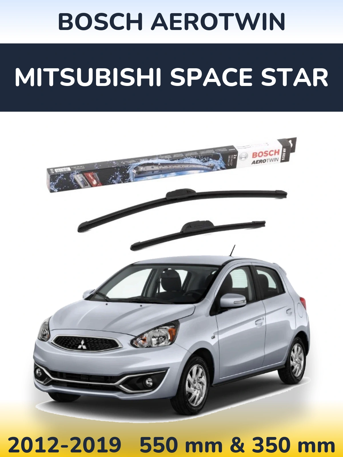 Комплект передніх щіток BOSCH AeroTwin 550 & 350 мм для Mitsubishi Space Star 2012-2019