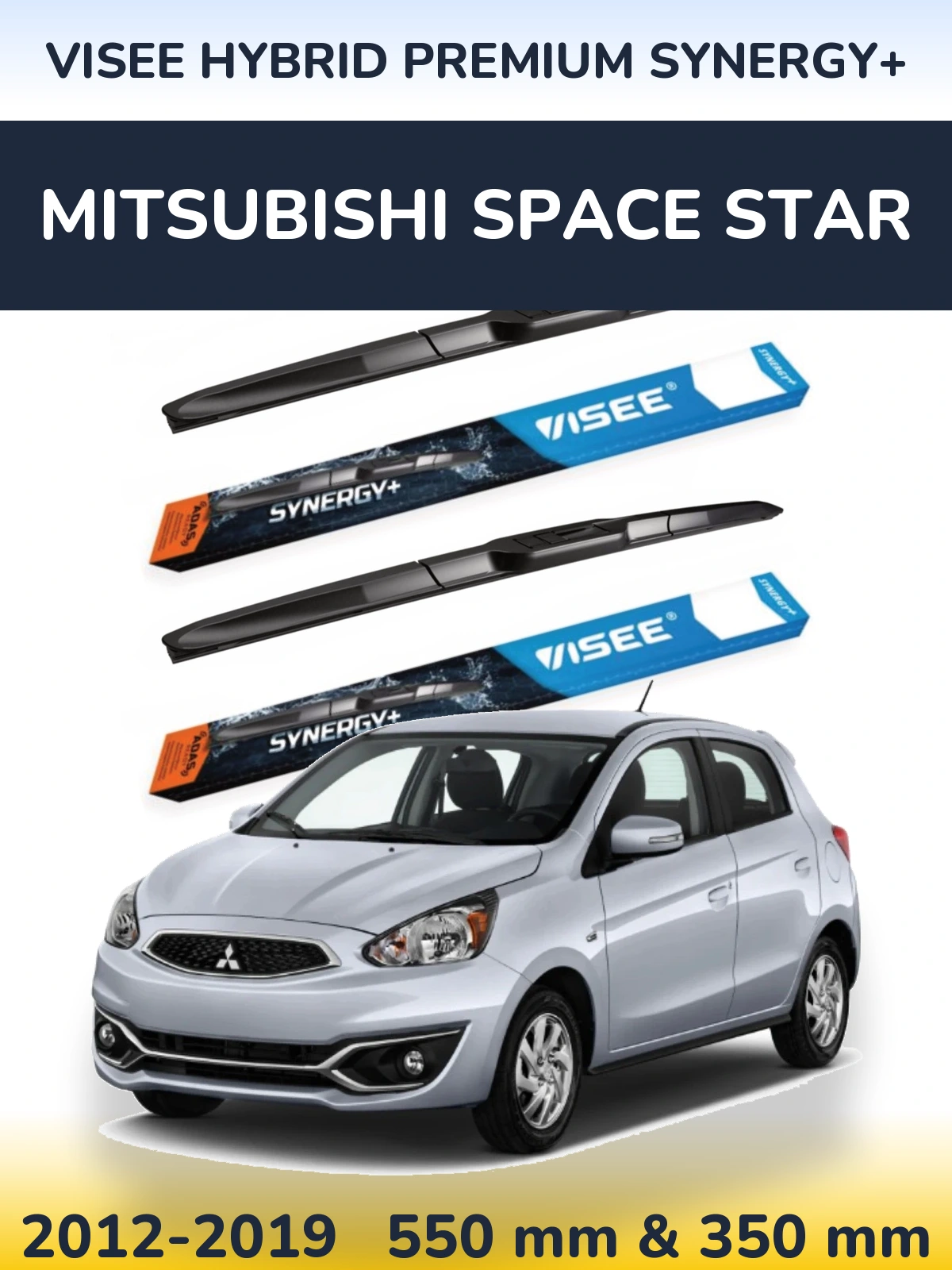 Komplet przednich wycieraczek VISEE HYBRID PREMIUM SYNERGY+ 550 & 350 mm do Mitsubishi Space Star 2012-2019