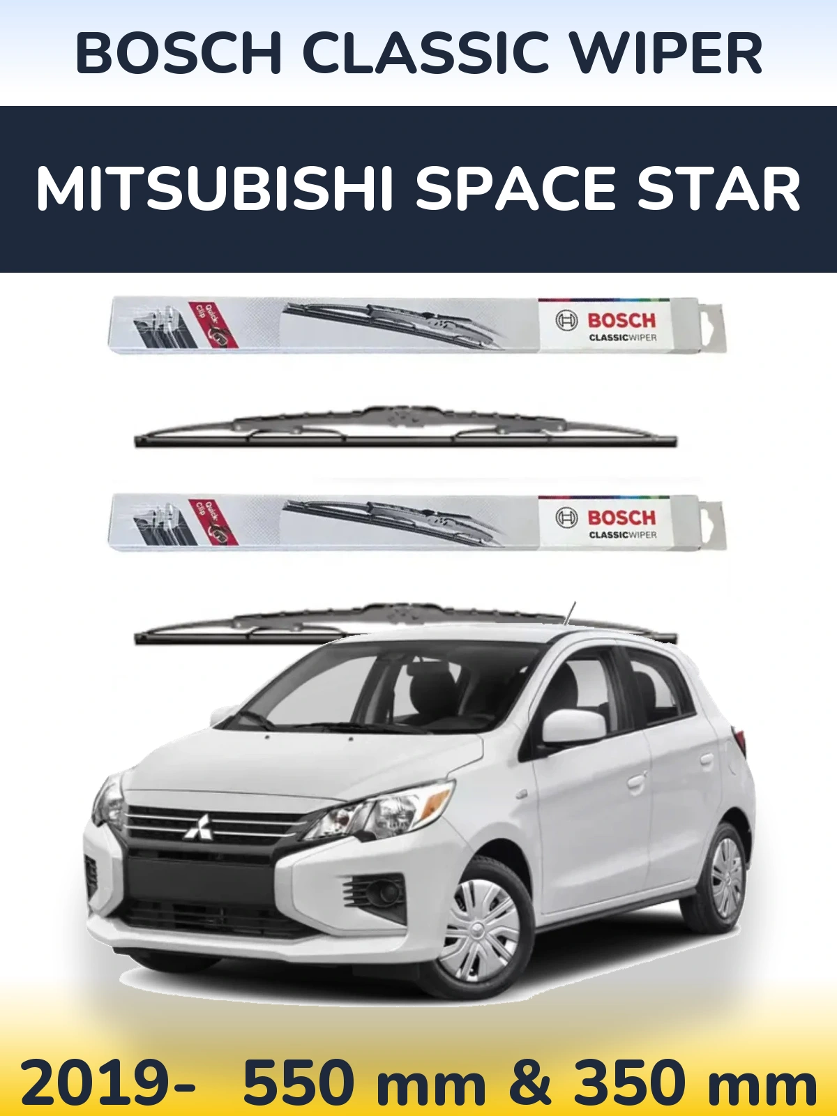 Komplet przednich wycieraczek BOSCH Classic Wiper 550 & 340 mm do Mitsubishi Space Star 2019-2026