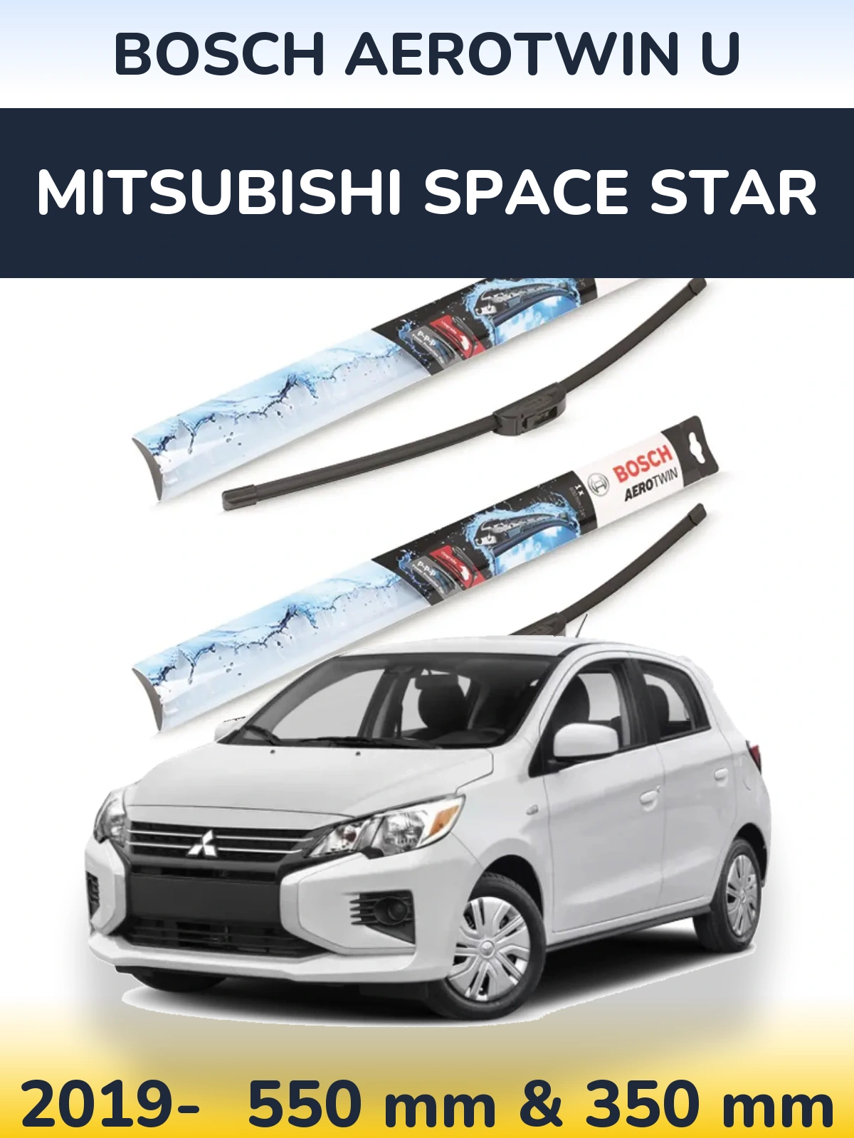 Komplet przednich wycieraczek BOSCH AeroTwin U 550 & 350 mm do Mitsubishi Space Star 2019-2026