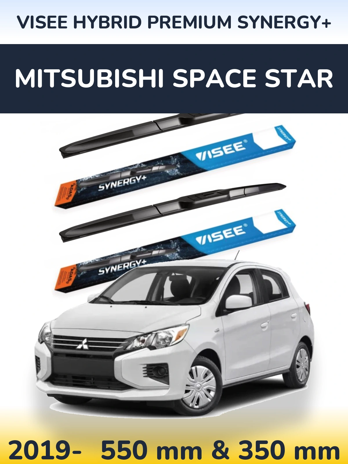 Komplet przednich wycieraczek VISEE HYBRID PREMIUM SYNERGY+ 550 & 350 mm do Mitsubishi Space Star 2019-2026
