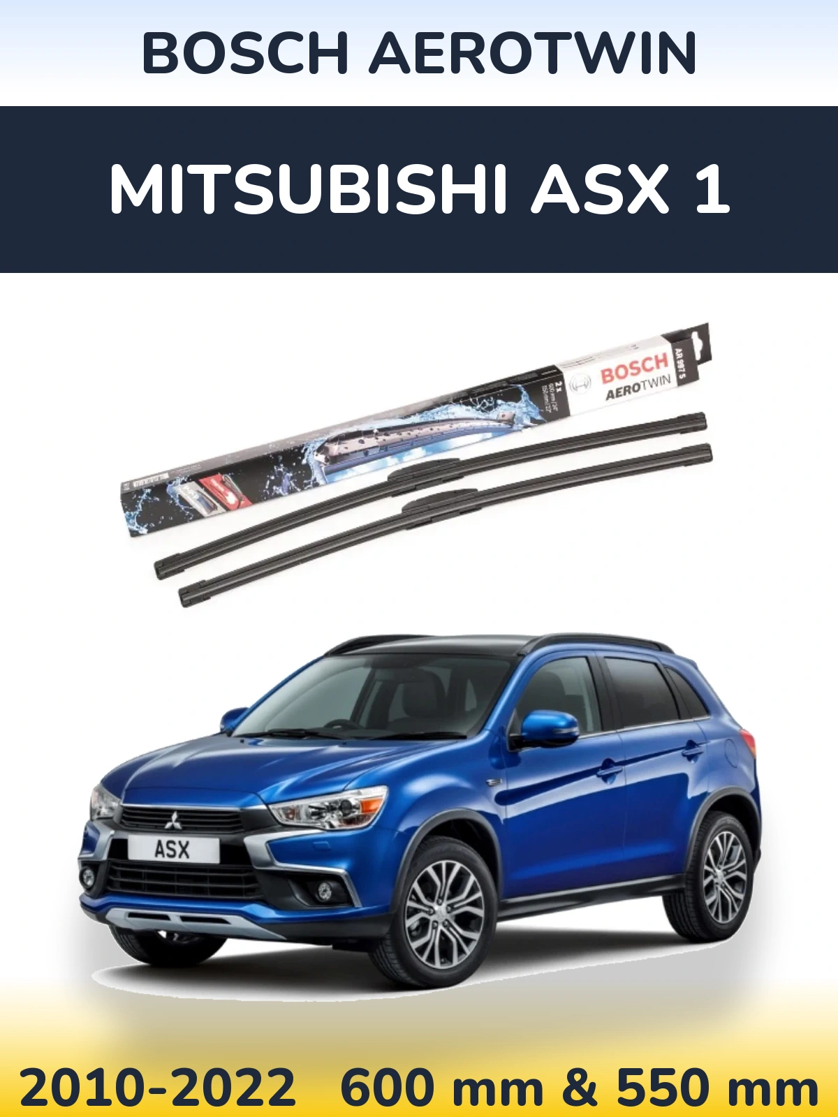 Komplet przednich wycieraczek BOSCH AeroTwin 600 & 550 mm do Mitsubishi ASX 1 2010-2022