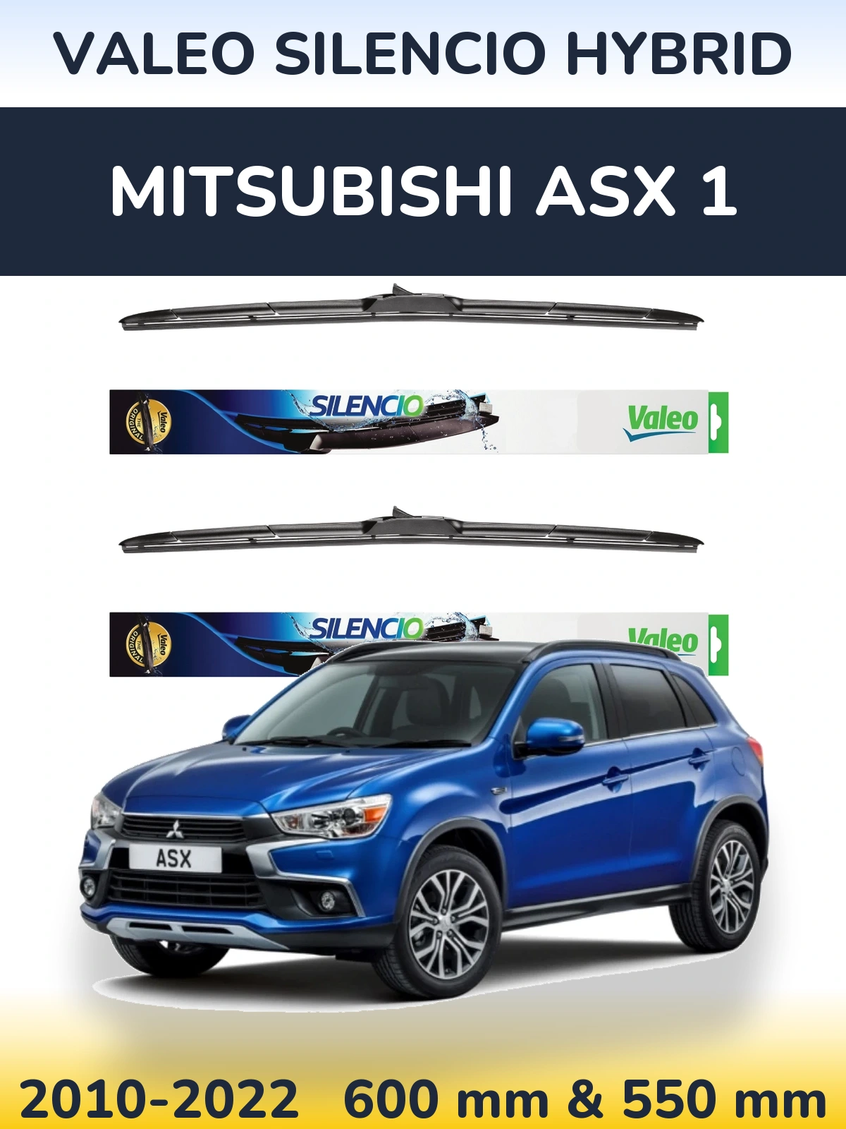 Комплект передних дворников Valeo Silencio Hybrid 600 & 550 мм для Mitsubishi ASX 1 2010-2022