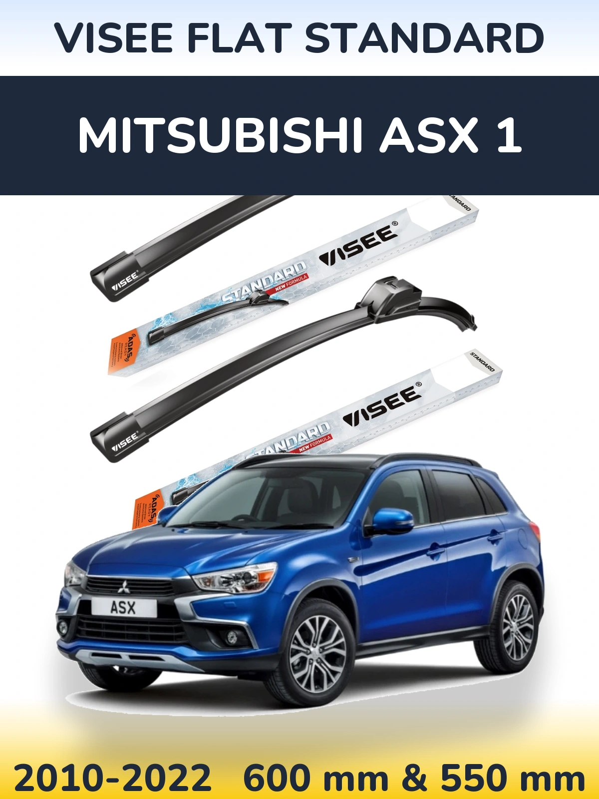 Komplet przednich wycieraczek VISEE FLAT STANDARD 600 & 550 mm do Mitsubishi ASX 1 2010-2022