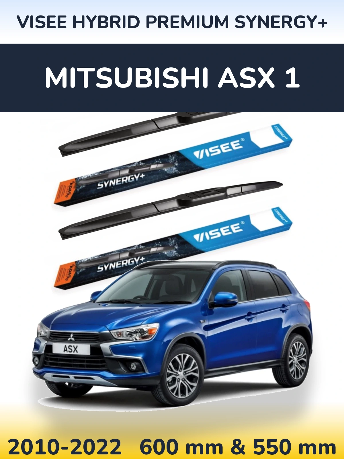 Front wiper blade set VISEE HYBRID PREMIUM SYNERGY+ 600 & 550 mm for Mitsubishi ASX 1 2010-2022