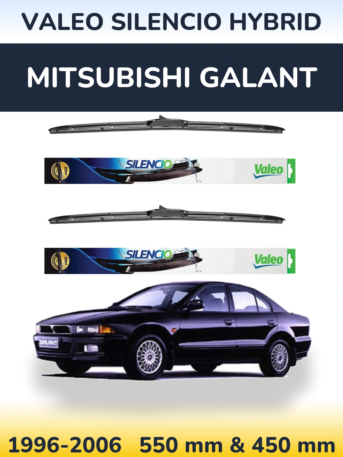 Komplet przednich wycieraczek Valeo Silencio Hybrid 550 & 450 mm do Mitsubishi Galant 1996-2006