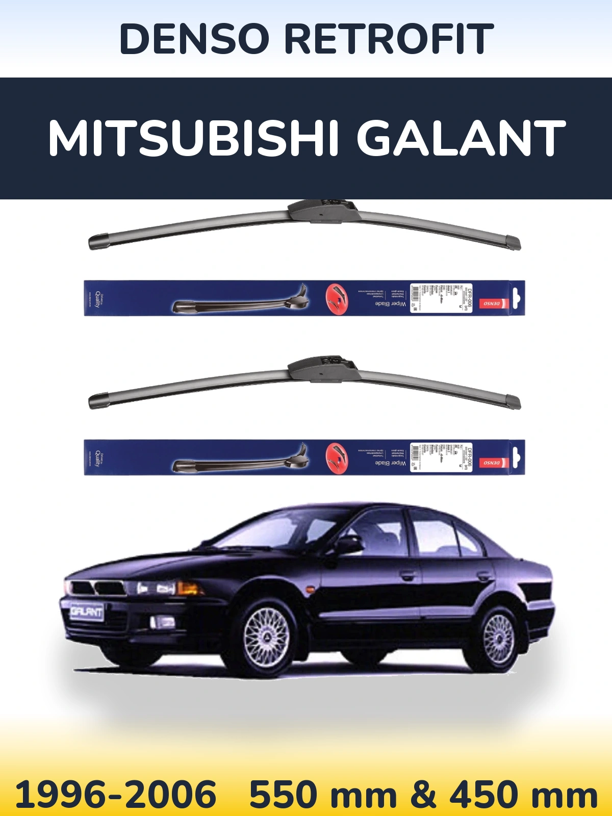 Komplet przednich wycieraczek Denso Retrofit 550 & 450 mm do Mitsubishi Galant 1996-2006