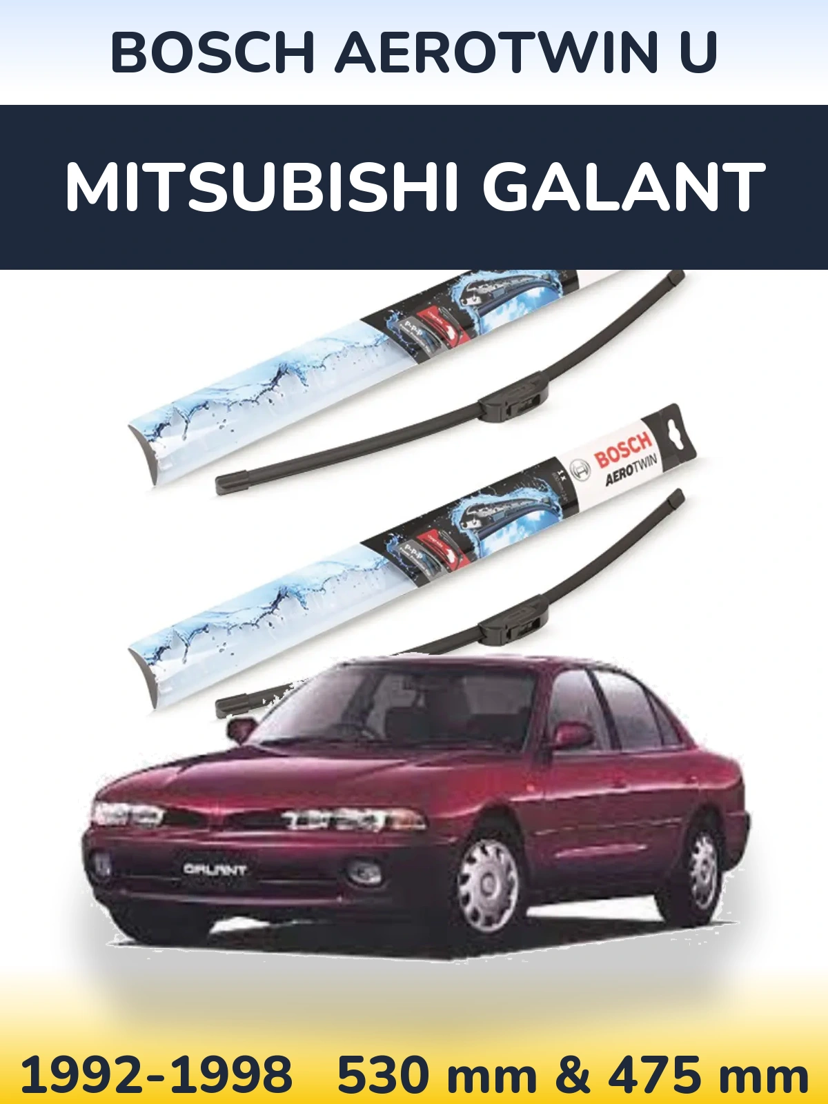 Komplet przednich wycieraczek BOSCH AeroTwin U 530 & 475 mm do Mitsubishi Galant 1992-1998
