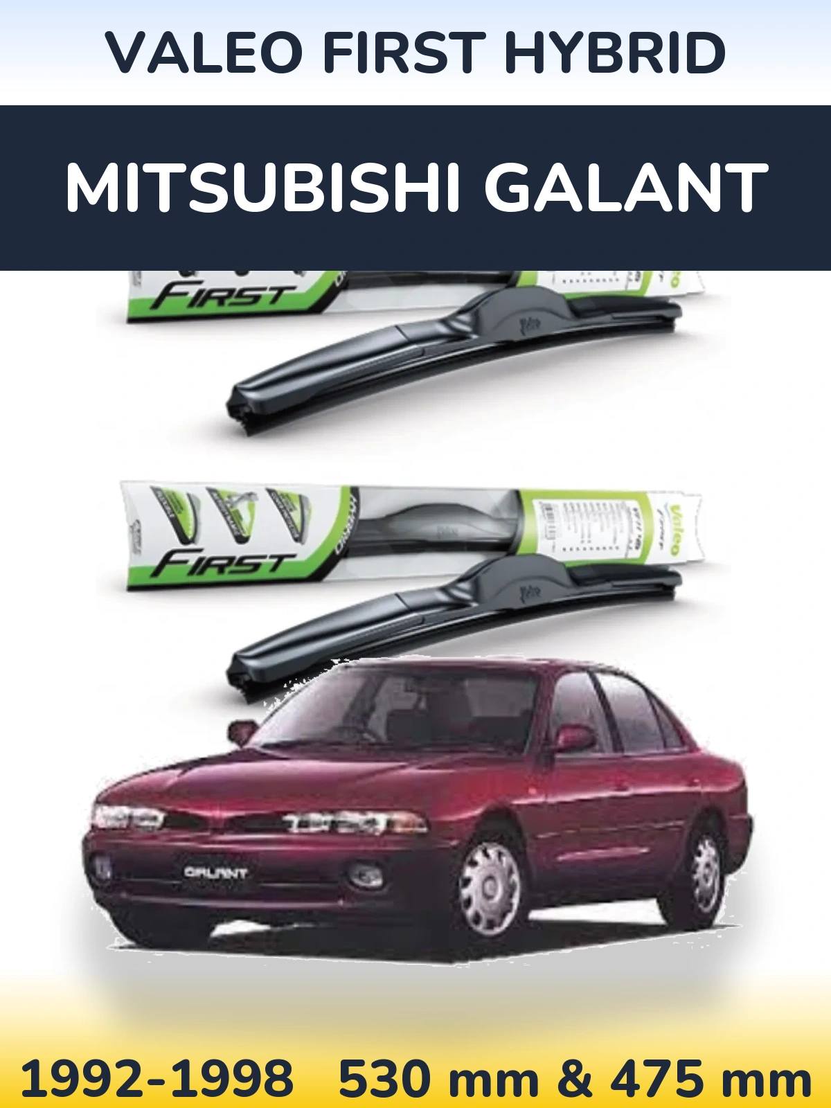 Front wiper blade set Valeo First Hybrid 530 & 475 mm for Mitsubishi Galant 1992-1998