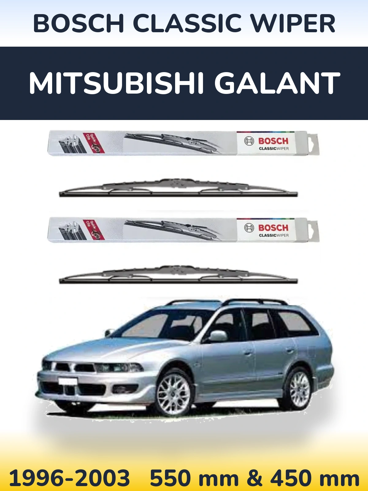 Komplet przednich wycieraczek BOSCH Classic Wiper 550 & 450 mm do Mitsubishi Galant 1996-2003