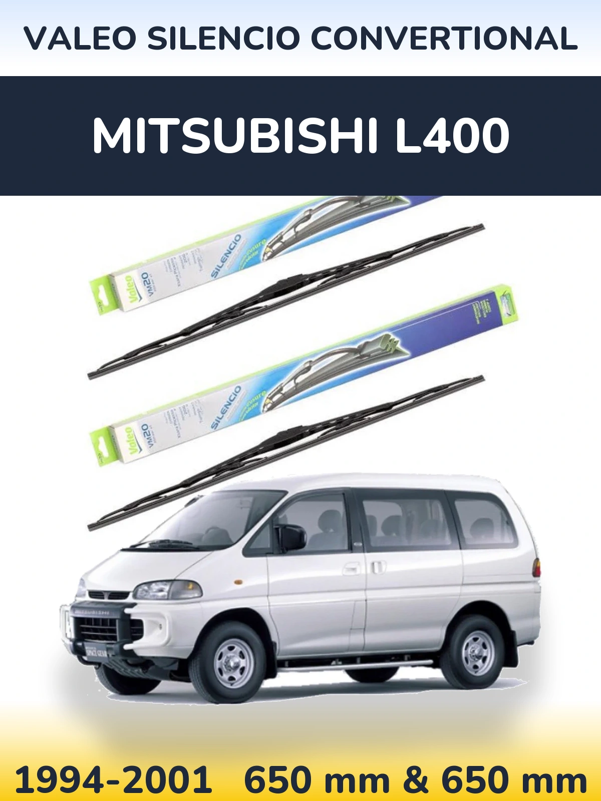 Комплект передних дворников Valeo Silencio Convertional 650 & 650 мм для Mitsubishi L400 1994-2001