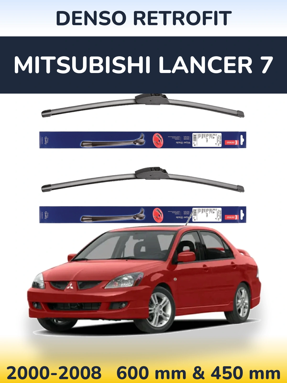 Komplet przednich wycieraczek Denso Retrofit 600 & 450 mm do Mitsubishi Lancer 7 2000-2008