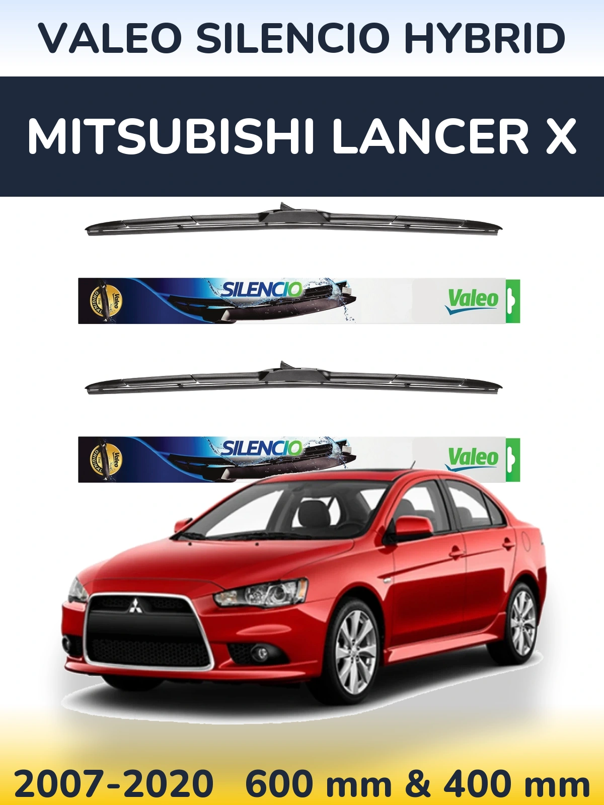 Комплект передних дворников Valeo Silencio Hybrid 600 & 400 мм для Mitsubishi Lancer X 2007-2020