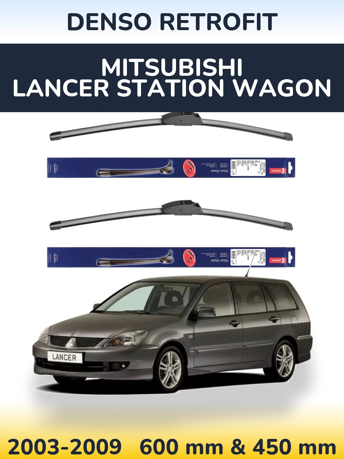 Комплект передних дворников Denso Retrofit 600 & 450 мм для Mitsubishi Lancer Station Wagon 2003-2009