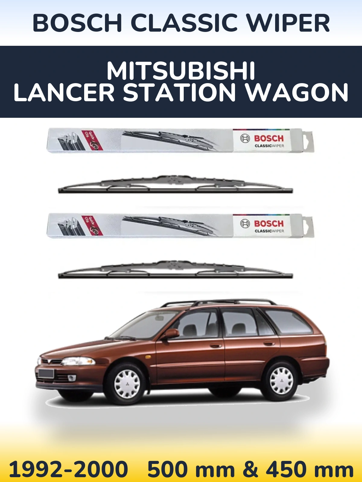 Komplet przednich wycieraczek BOSCH Classic Wiper 500 & 450 mm do Mitsubishi Lancer Station Wagon 1992-2000