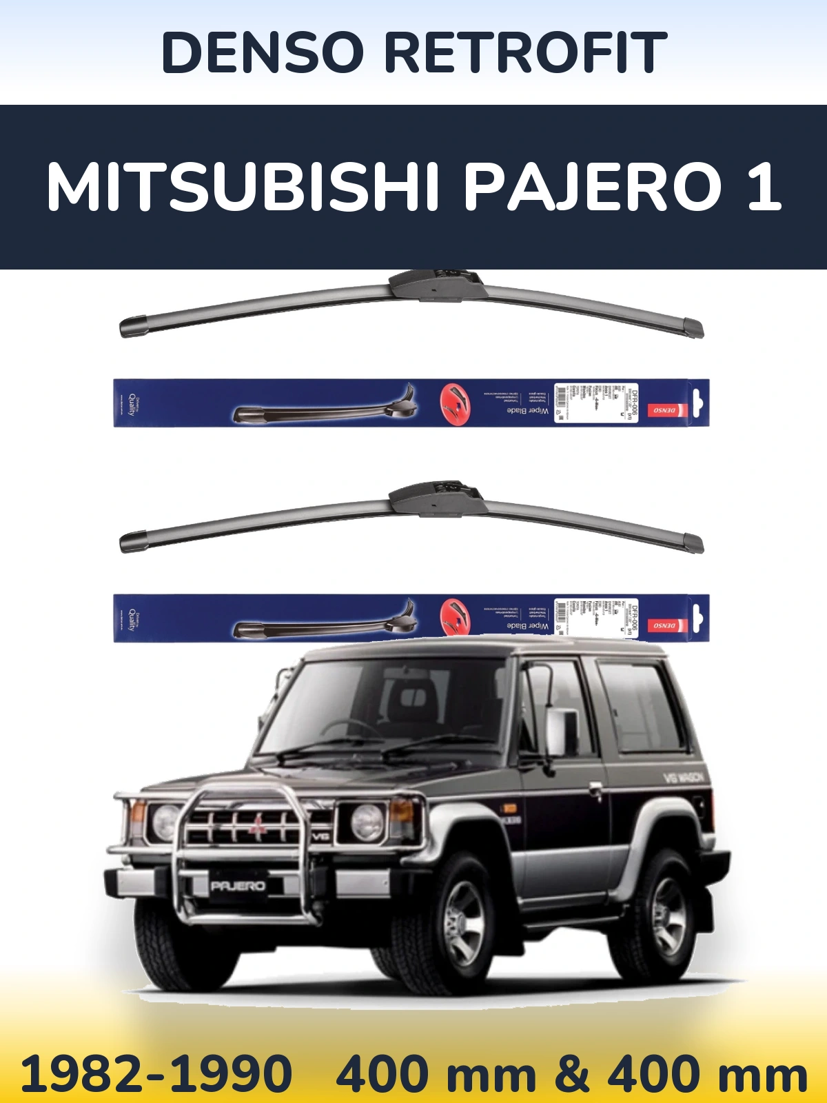 Front wiper blade set Denso Retrofit 400 & 400 mm for Mitsubishi Pajero 1 1982-1990