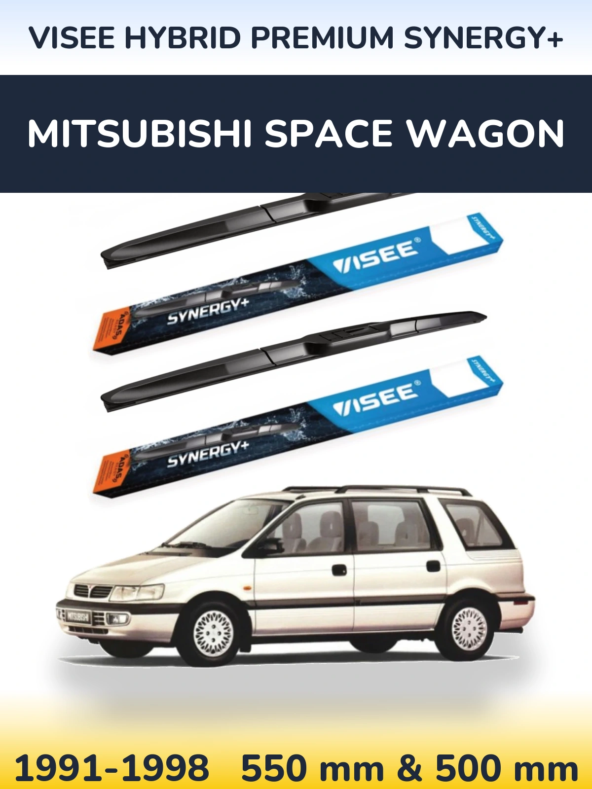 Komplet przednich wycieraczek VISEE HYBRID PREMIUM SYNERGY+ 550 & 500 mm do Mitsubishi Space Wagon 1991-1998