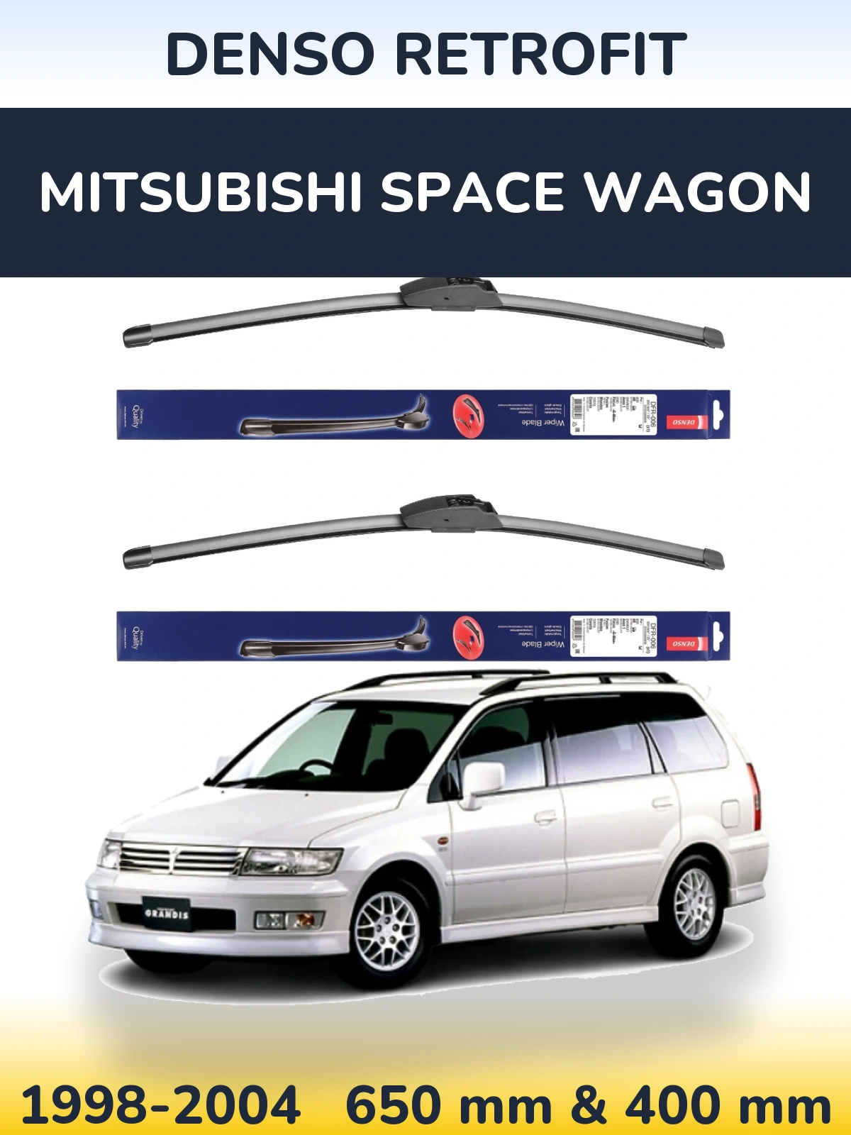 Komplet przednich wycieraczek Denso Retrofit 650 & 400 mm do Mitsubishi Space Wagon 1998-2004
