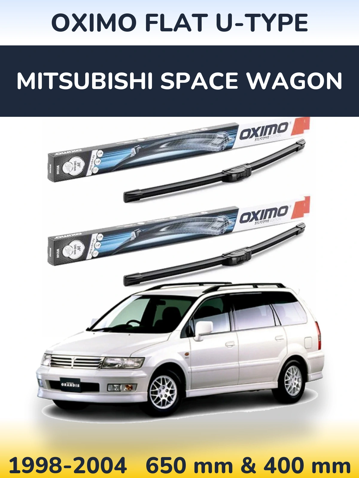 Комплект передних дворников Oximo Flat U-type 650 & 400 мм для Mitsubishi Space Wagon 1998-2004