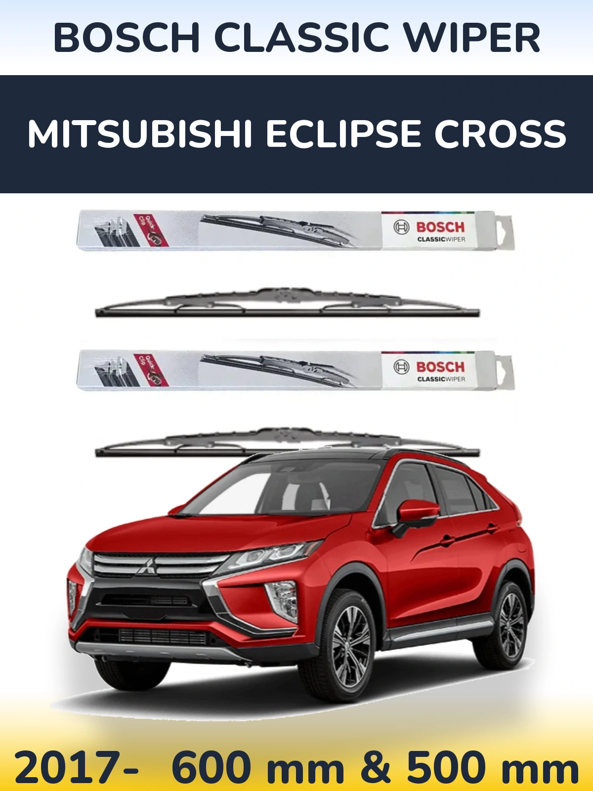 Komplet przednich wycieraczek BOSCH Classic Wiper 600 & 500 mm do Mitsubishi Eclipse Cross 2017-2026