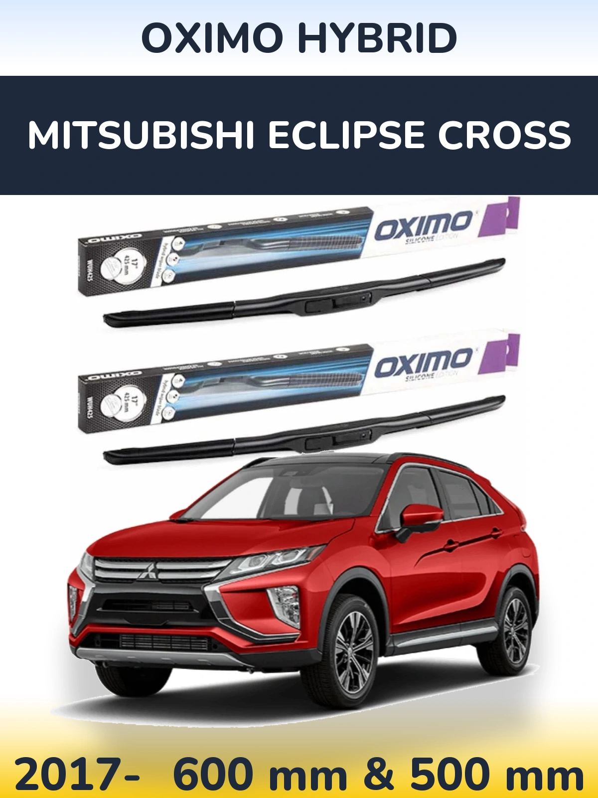 Komplet przednich wycieraczek Oximo Hybrid 600 & 500 mm do Mitsubishi Eclipse Cross 2017-2026