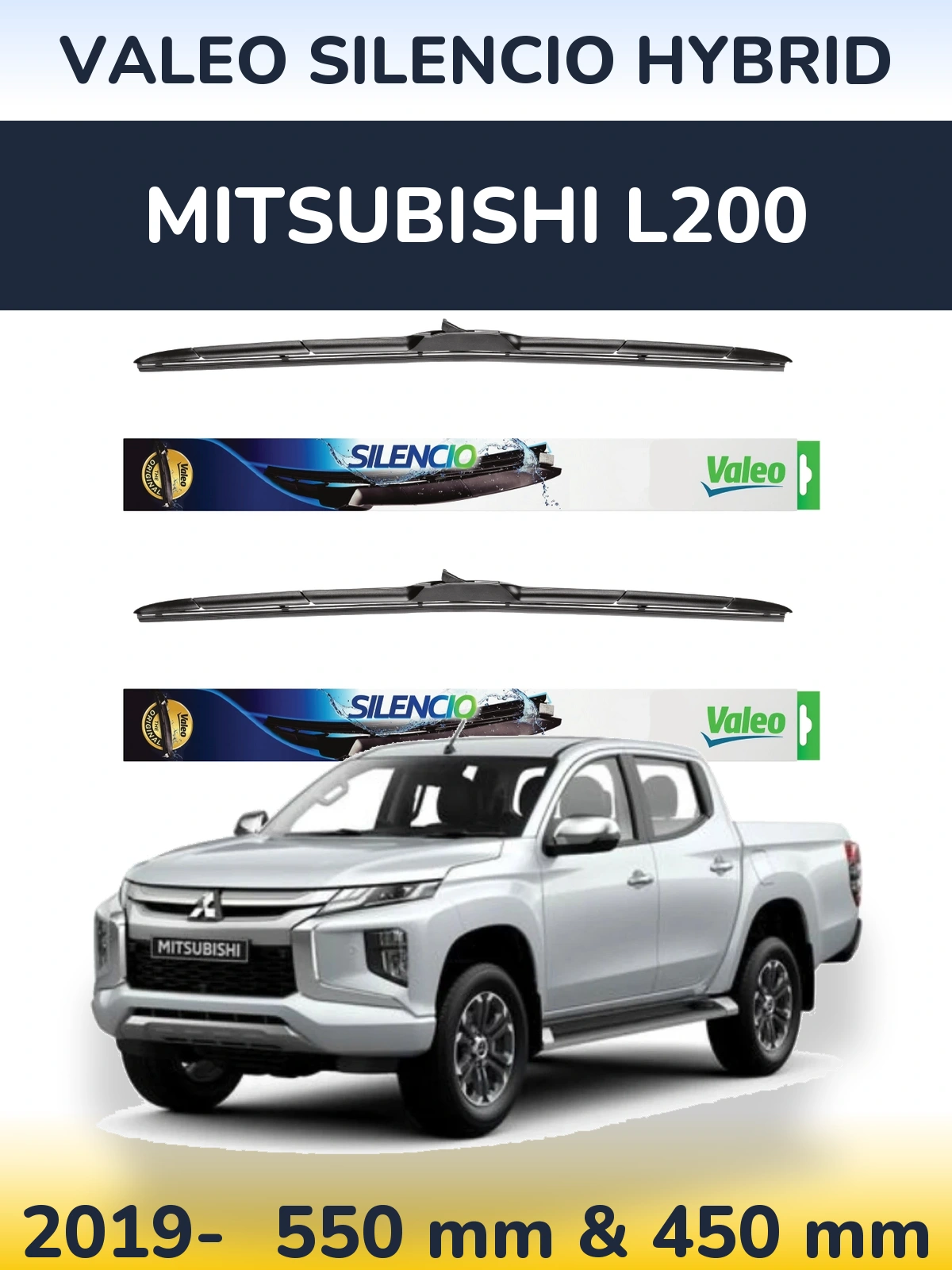 Комплект передних дворников Valeo Silencio Hybrid 550 & 450 мм для Mitsubishi L200 2019-2026