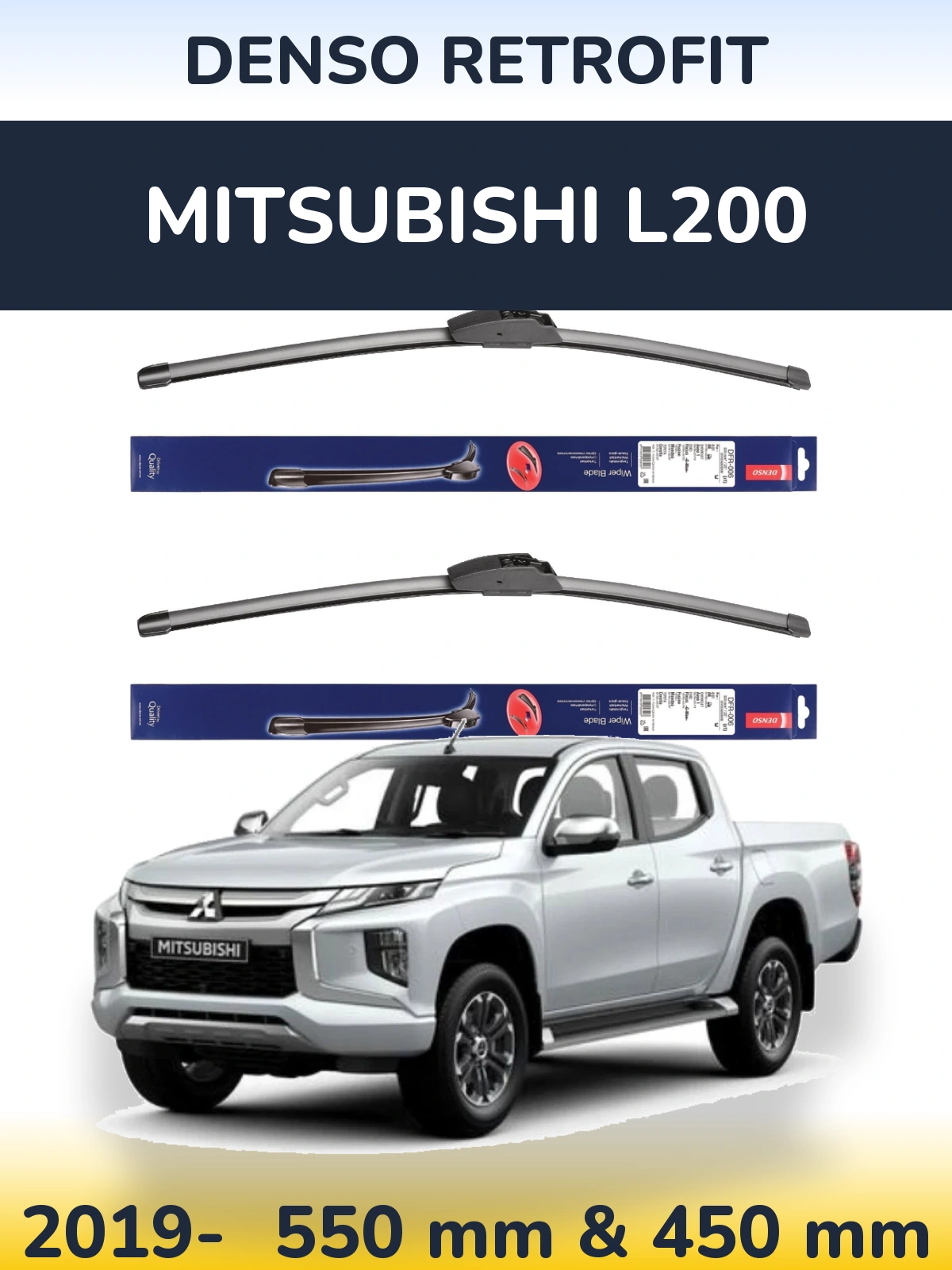 Komplet przednich wycieraczek Denso Retrofit 550 & 450 mm do Mitsubishi L200 2019-2026