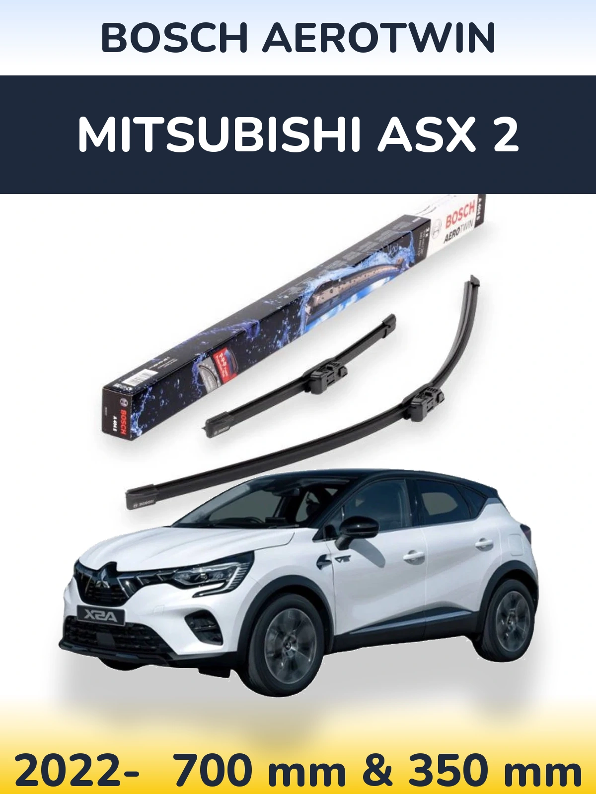 Front wiper blade set BOSCH AeroTwin 700 & 350 mm for Mitsubishi ASX 2 2022-2026