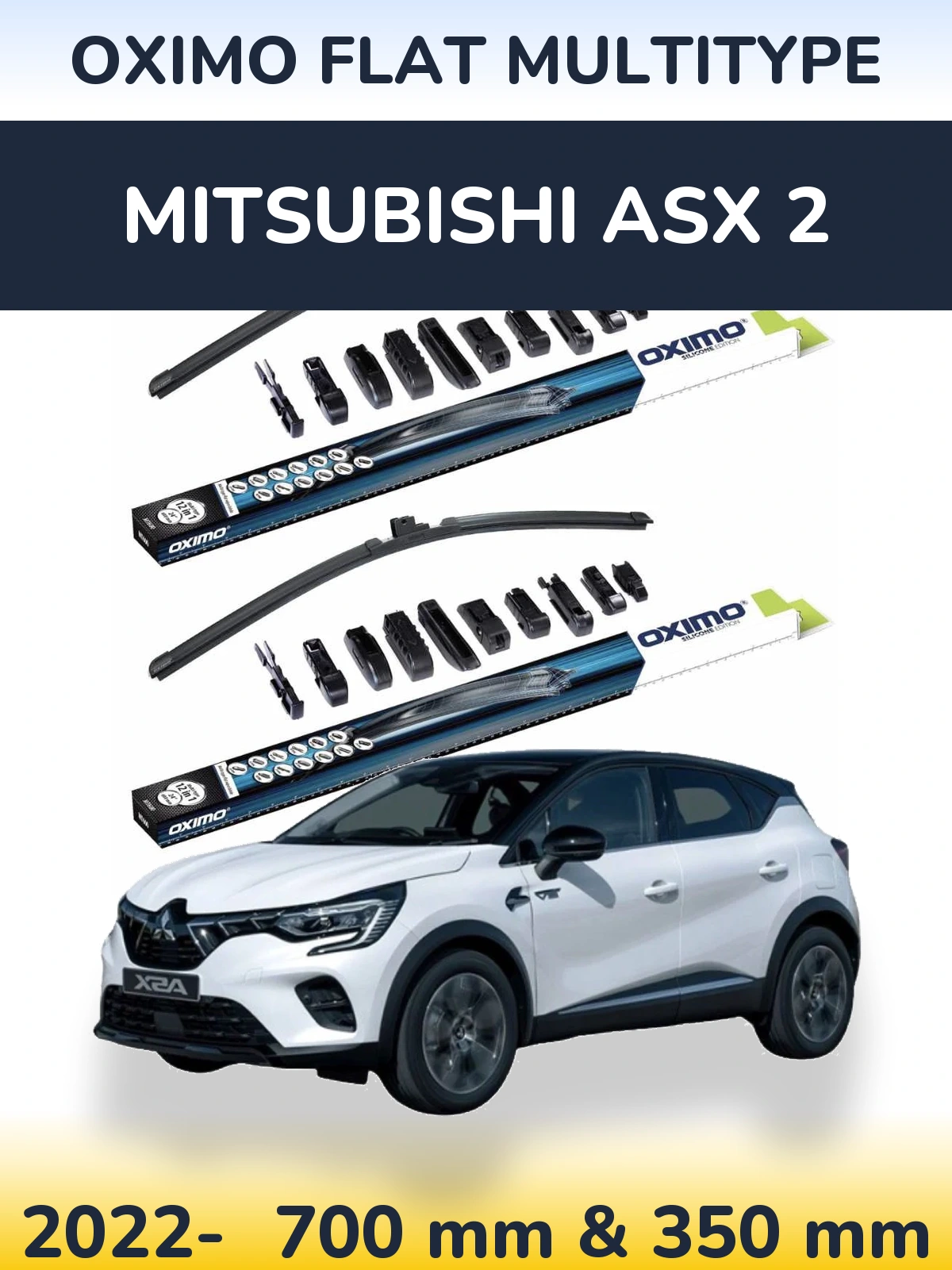 Front wiper blade set Oximo Flat MultiTypee 700 & 350 mm for Mitsubishi ASX 2 2022-2026