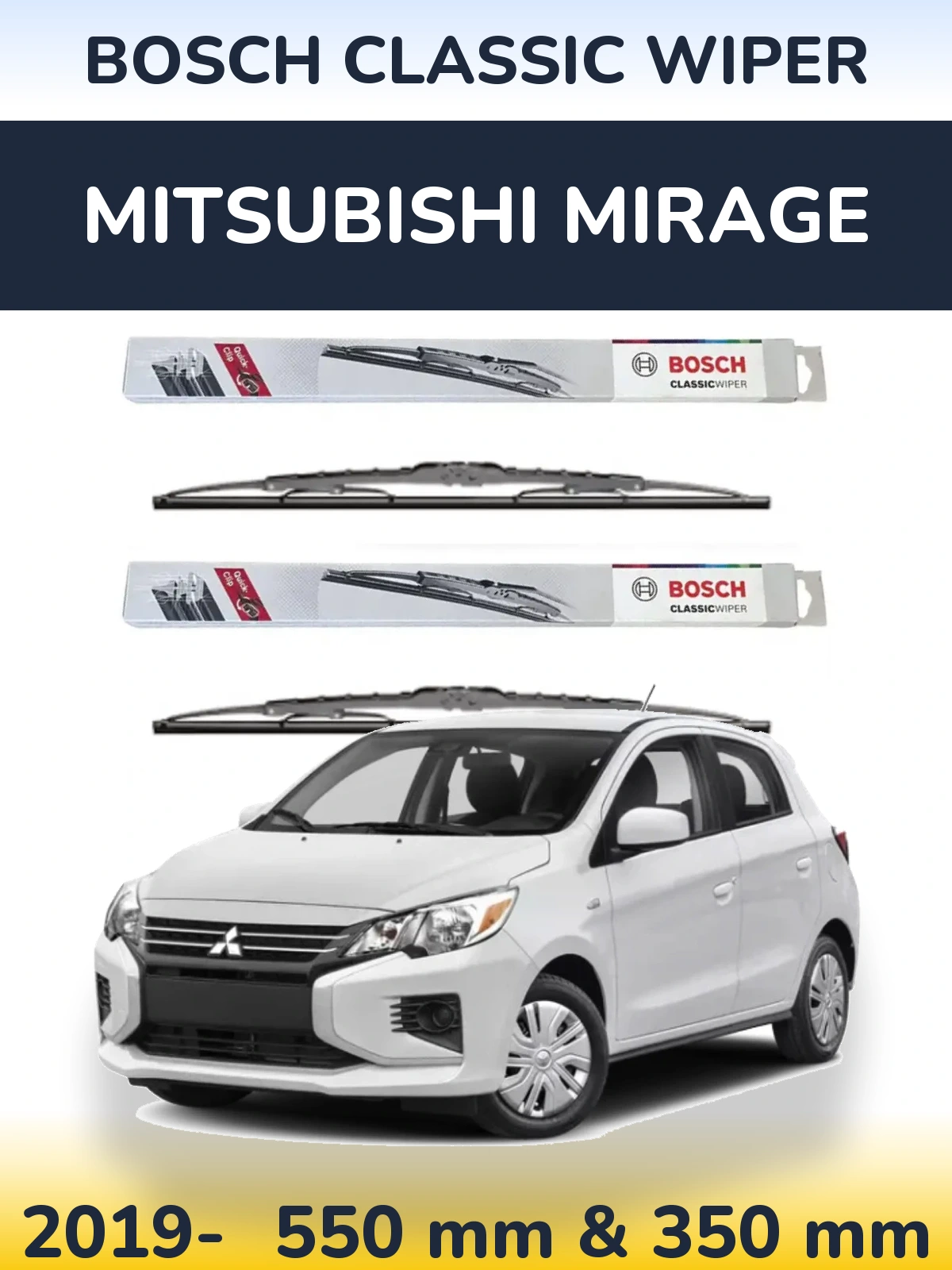 Komplet przednich wycieraczek BOSCH Classic Wiper 550 & 340 mm do Mitsubishi Mirage 2019-2026