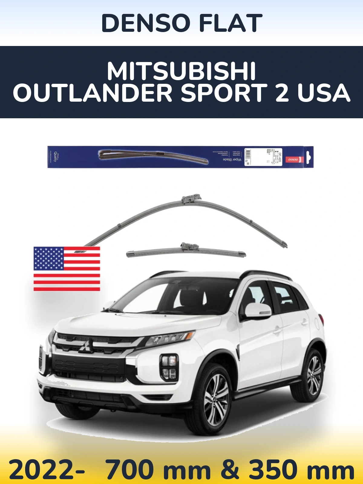 Komplet przednich wycieraczek Denso Flat 700 & 350 mm do Mitsubishi Outlander Sport 2 USA 2022-2026