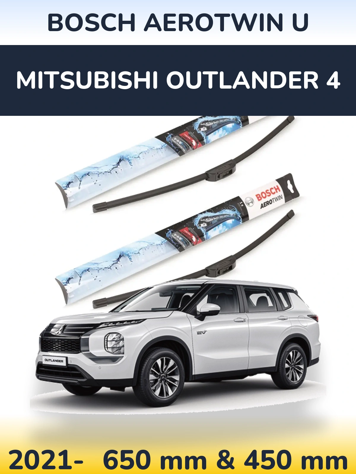 Komplet przednich wycieraczek BOSCH AeroTwin U 650 & 450 mm do Mitsubishi Outlander 4 2021-2026